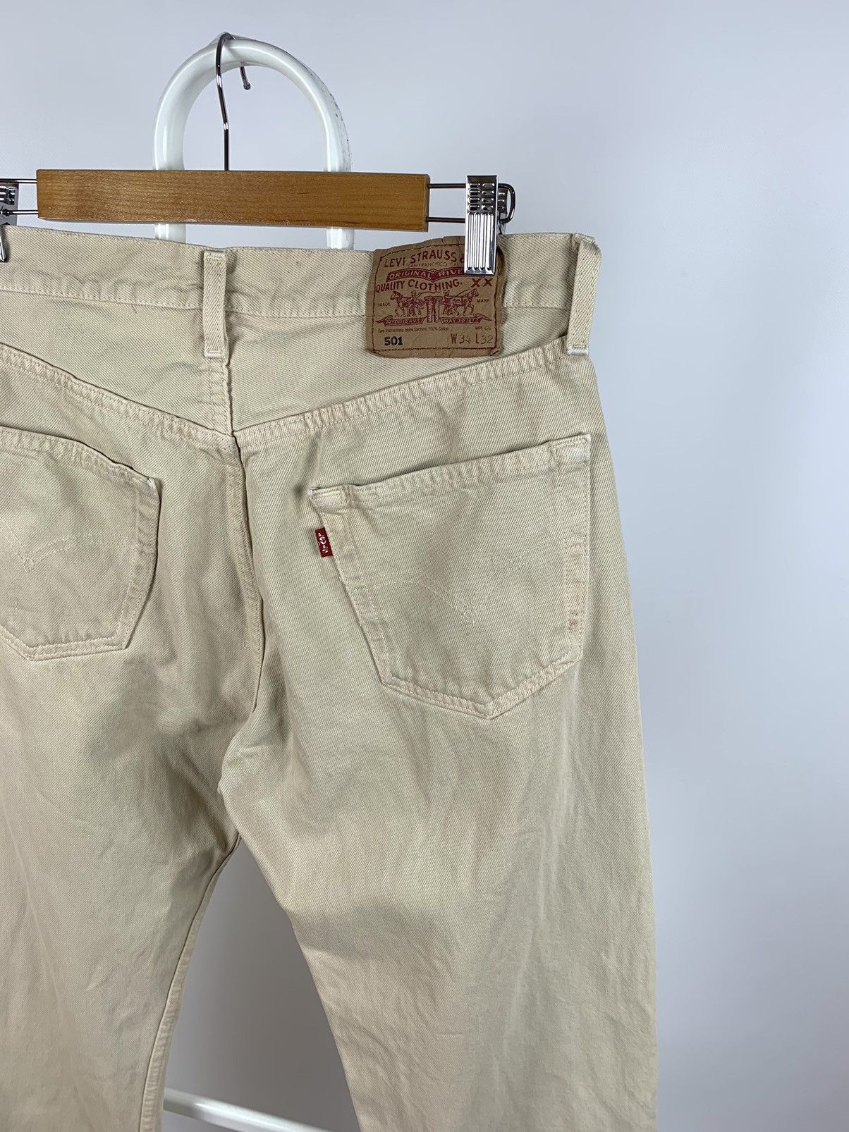 Levi's 90s Vintage Levi’s 501 Distressed Beige Denim Jeans Pants Size US 34 / EU 50 - 6 Thumbnail