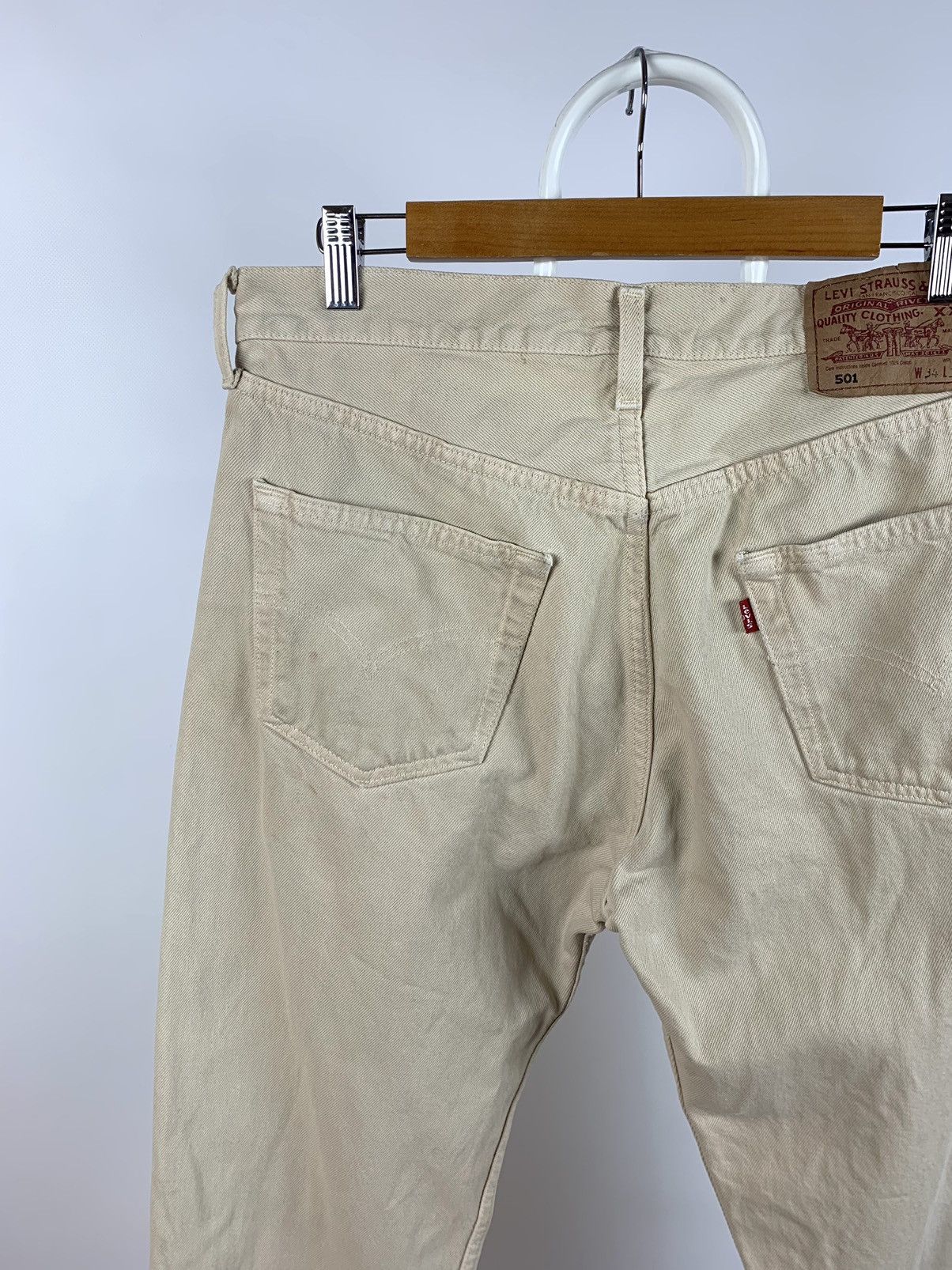 Levi's 90s Vintage Levi’s 501 Distressed Beige Denim Jeans Pants Size US 34 / EU 50 - 8 Thumbnail