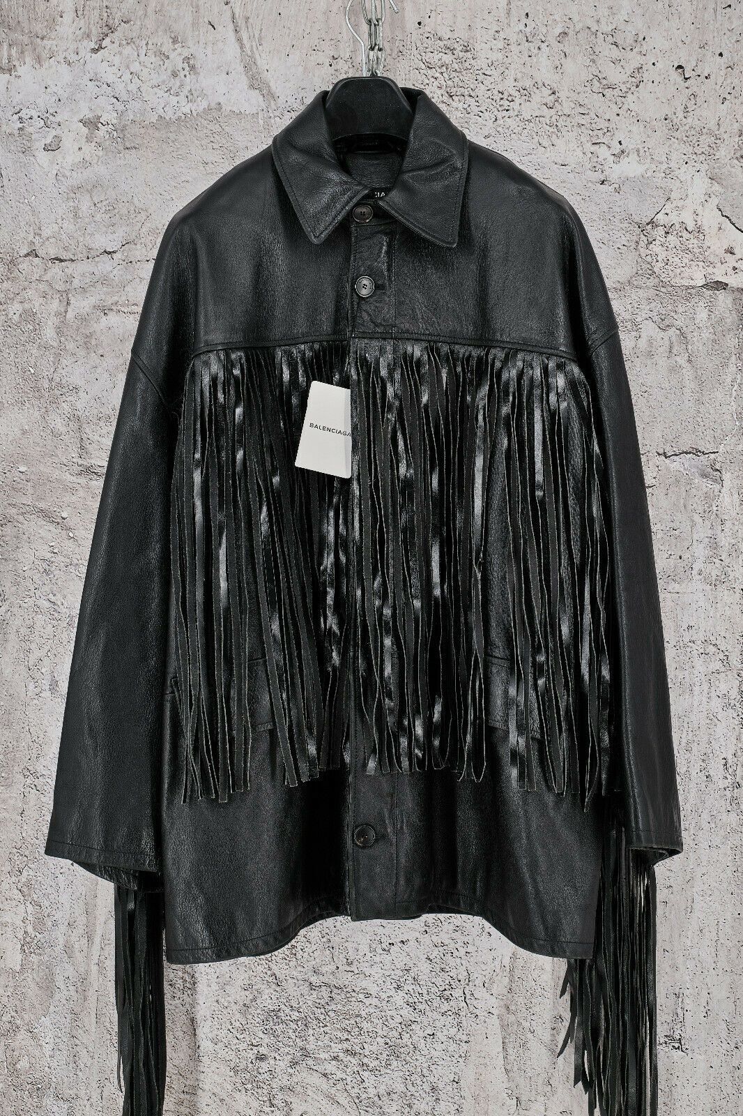 Balenciaga BNWT OVERSIZED BLACK FRINGE TAXI LEATHER JACKET