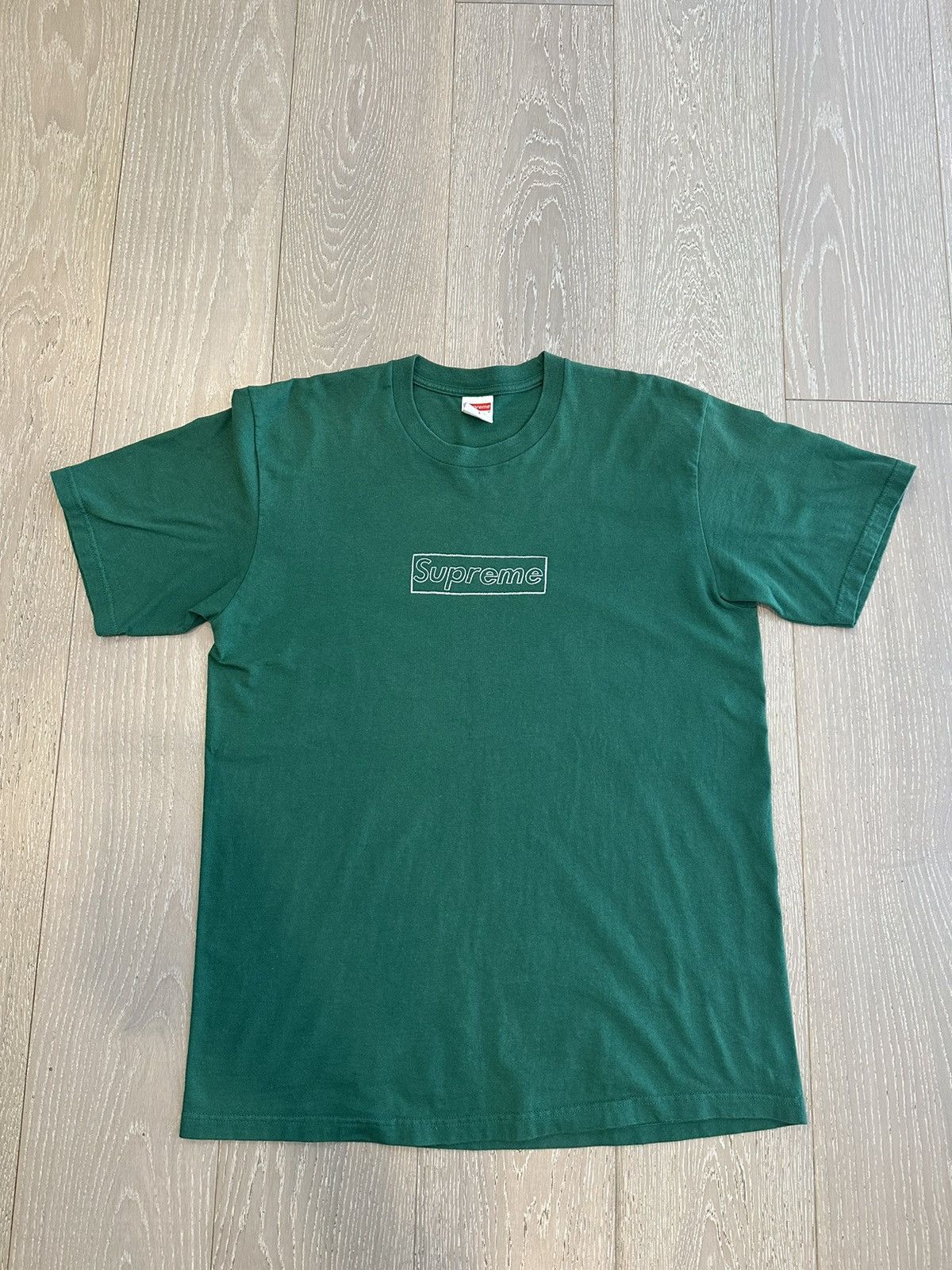 Kaws × Supreme Supreme Kaws Chalk Logo Tee Light Pine | Grailed