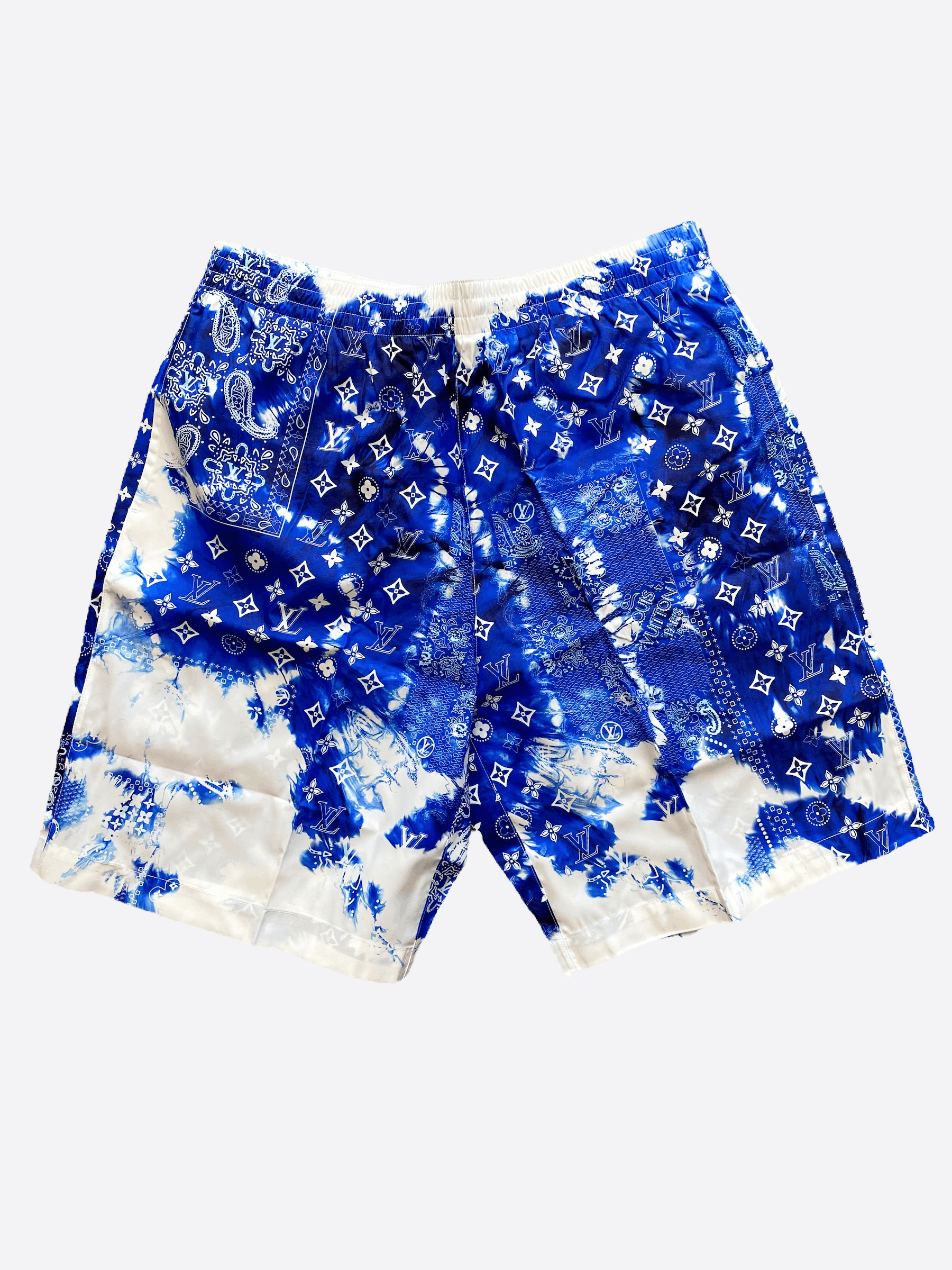 image of Louis Vuitton Blue Monogram Bandana Swimshorts, Men's (Size 32)
