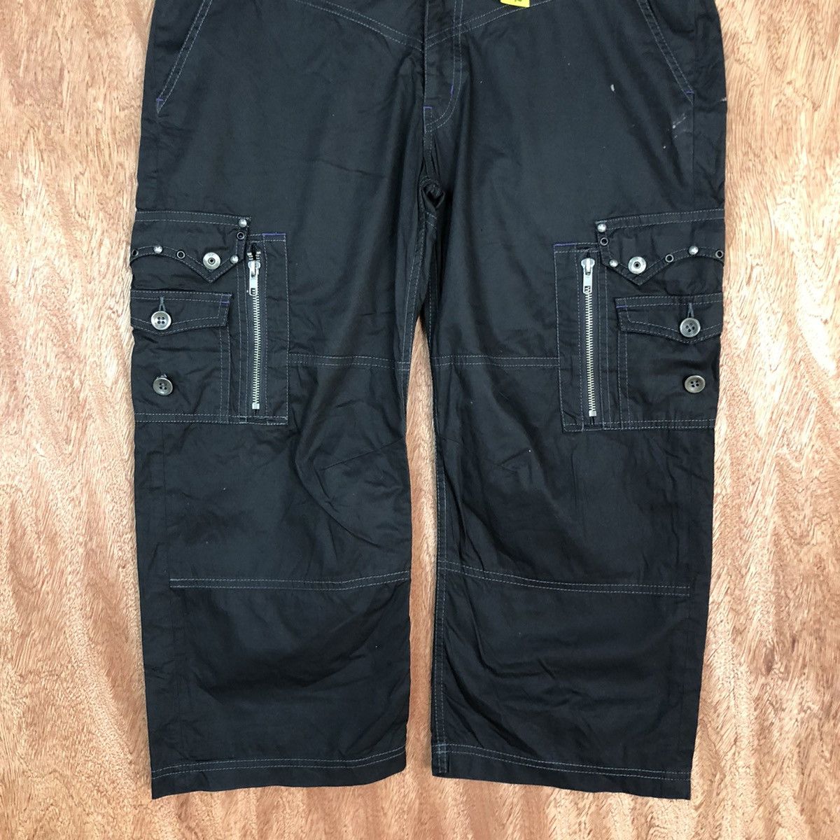 Japanese Brand DLL Semantic Design multi pocket Black cropped pants #2042 Size US 34 / EU 50 - 3 Thumbnail