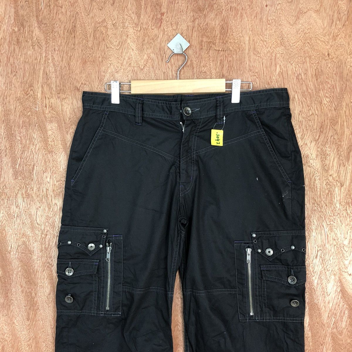 Japanese Brand DLL Semantic Design multi pocket Black cropped pants #2042 Size US 34 / EU 50 - 2 Thumbnail