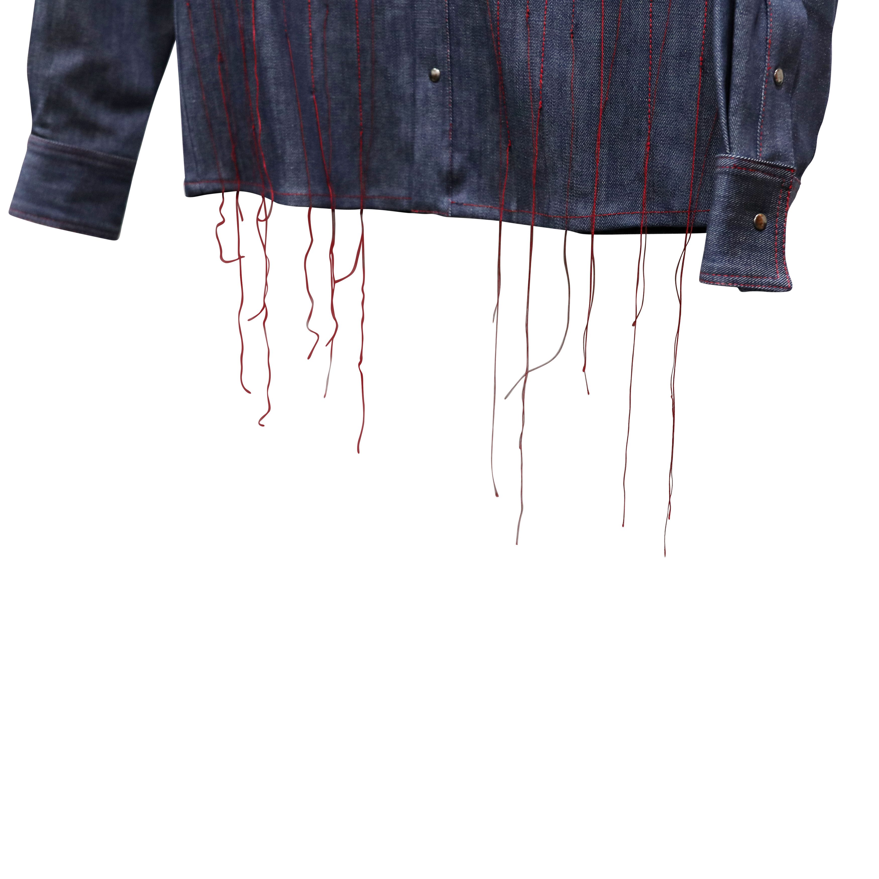 Pyer Moss 🔴 Running Stitch Western Denim Jacket Size US S / EU 44-46 / 1 - 5 Thumbnail