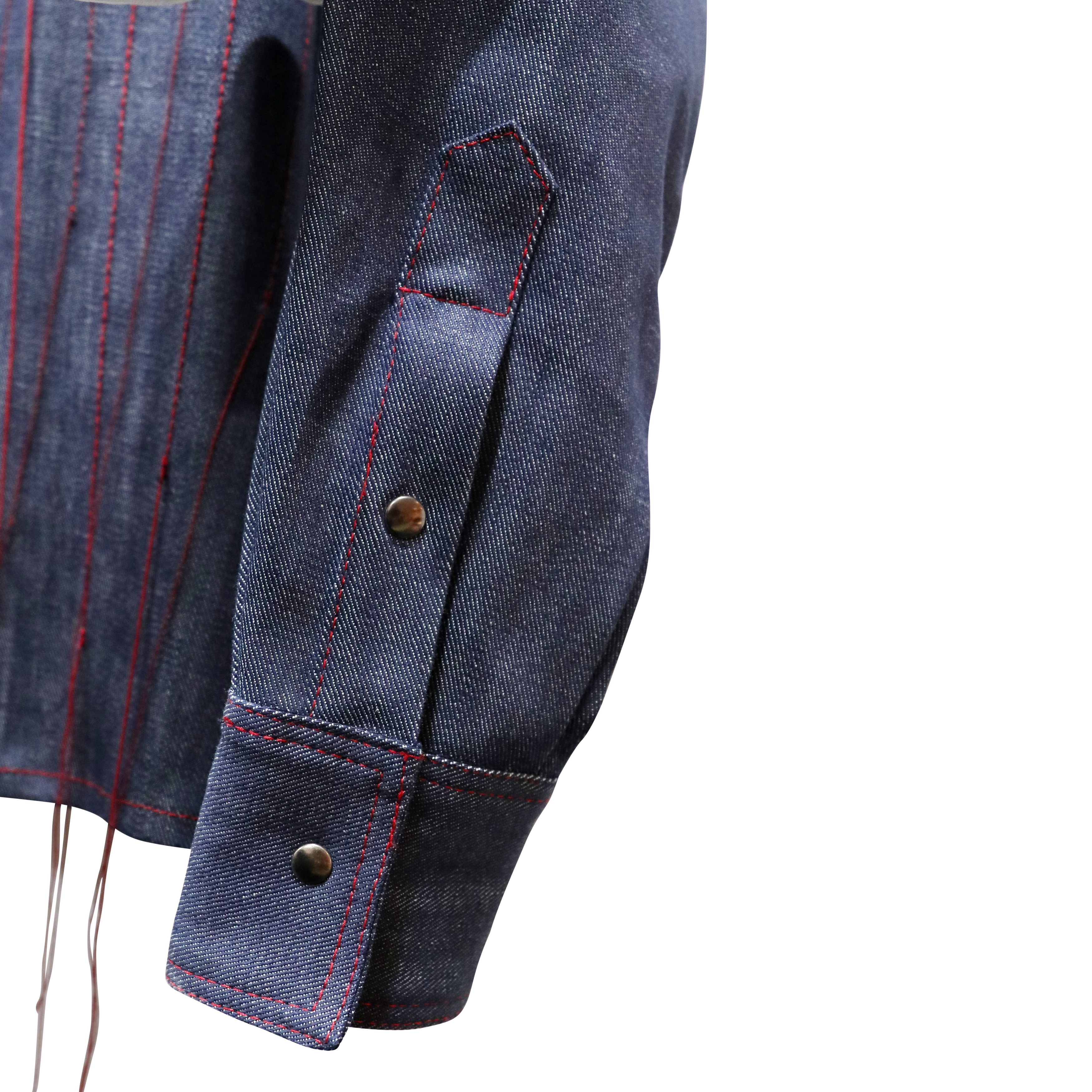 Pyer Moss 🔴 Running Stitch Western Denim Jacket Size US S / EU 44-46 / 1 - 3 Thumbnail