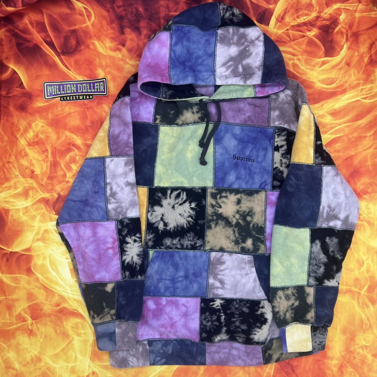 Supreme Tie dye patchwork hoodie | Grailed
