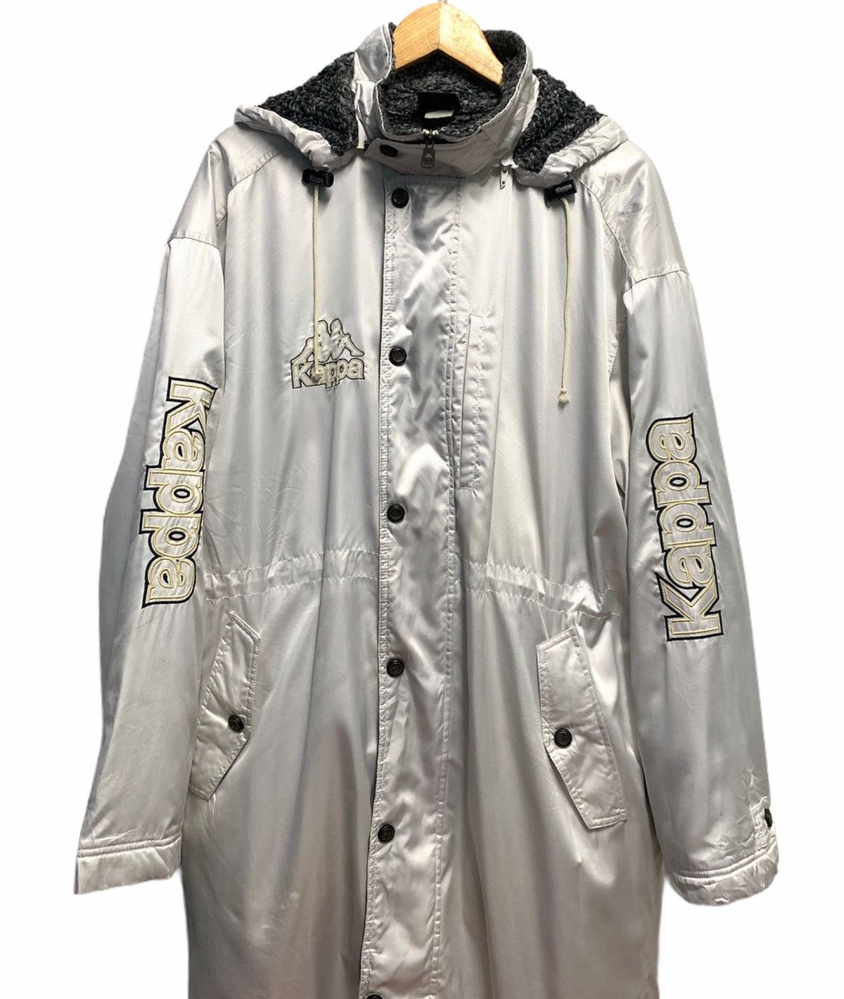 Kappa × Vintage Vintage 80s Kappa Spellout Big Logo Long Jacket Hoodie Size US L / EU 52-54 / 3 - 3 Thumbnail