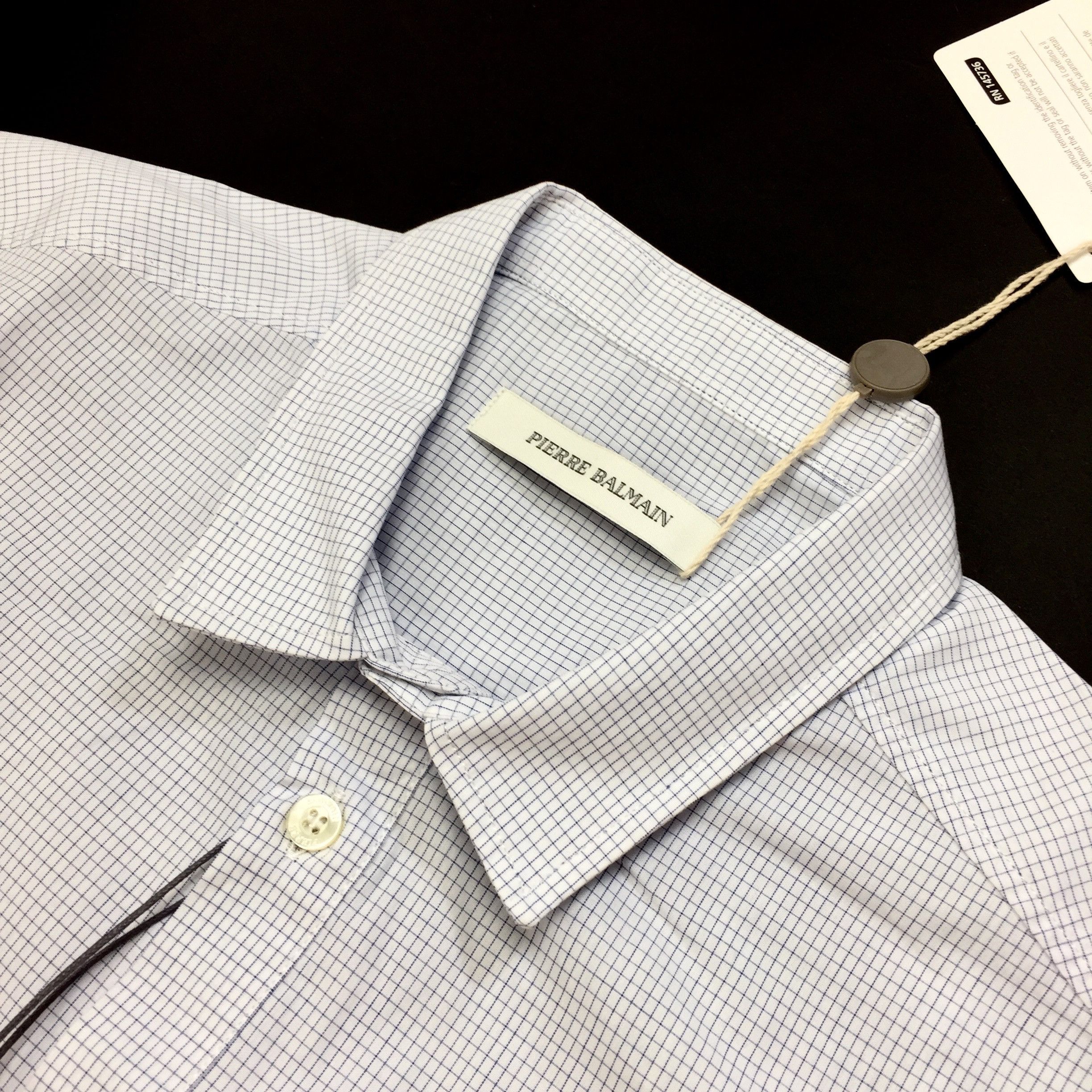 Balmain White Micro Check Button Down Shirt NWT