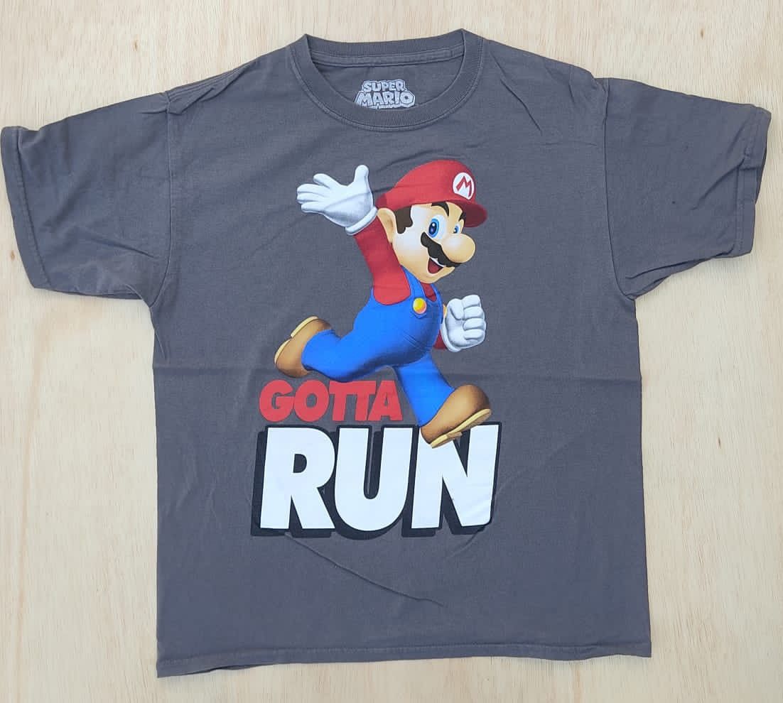 image of Vintage Tee Super Mario C7 in Grey, Men's (Size Large)