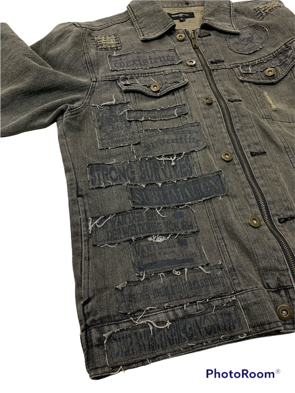 Japanese Brand IN THE ATTIC HOMME PATCHES PUNK DENIM JACKET Size US L / EU 52-54 / 3 - 7 Thumbnail