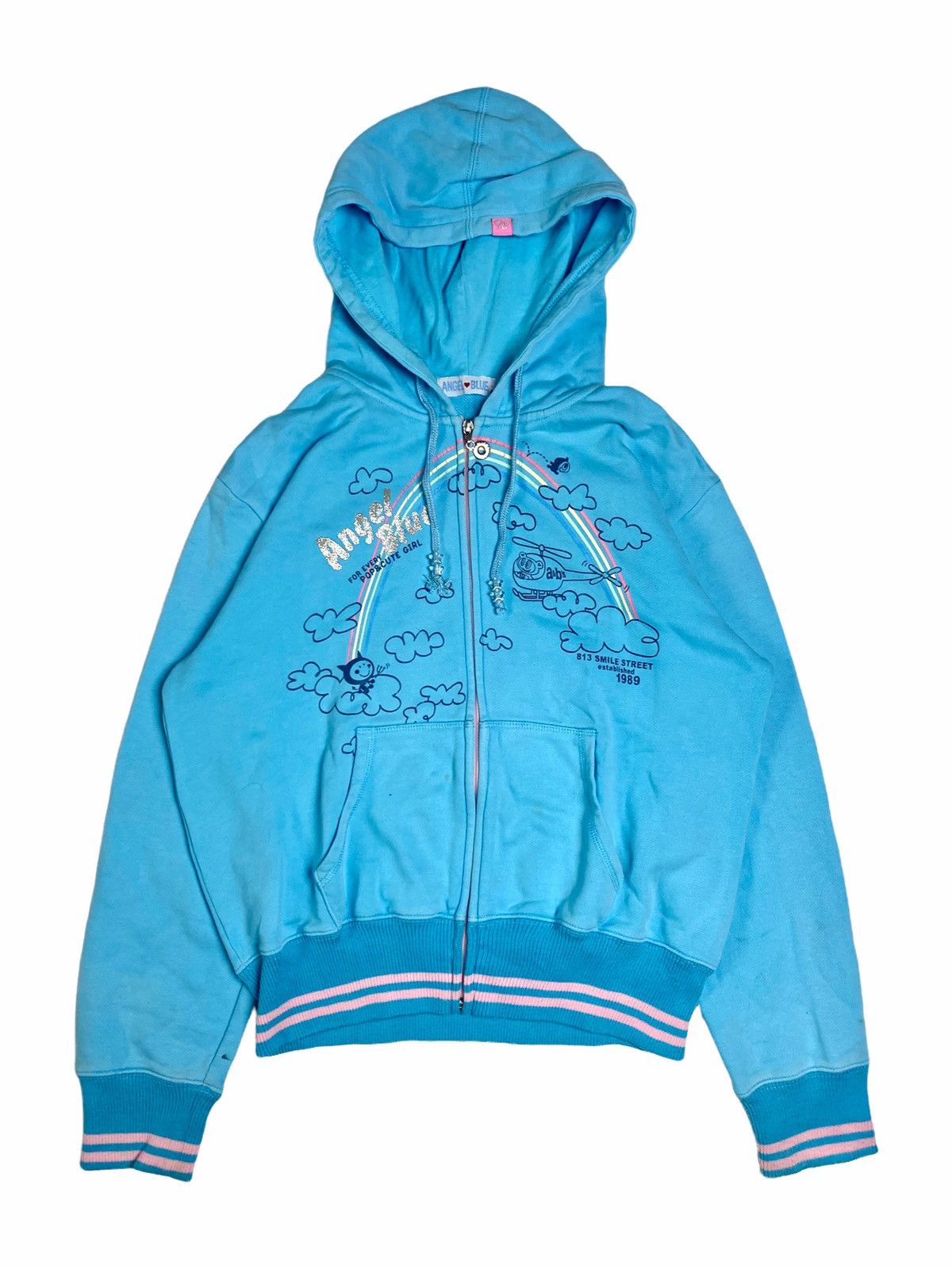 Japanese Brand ️‍🔥NEEDGONE ️‍🔥90s Angel Blue Mascots & Cloud Zip Hoodie ...