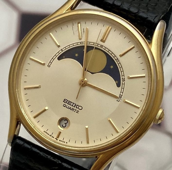 Vintage VTG 90s SEIKO MOONPHASE WATCH Grailed