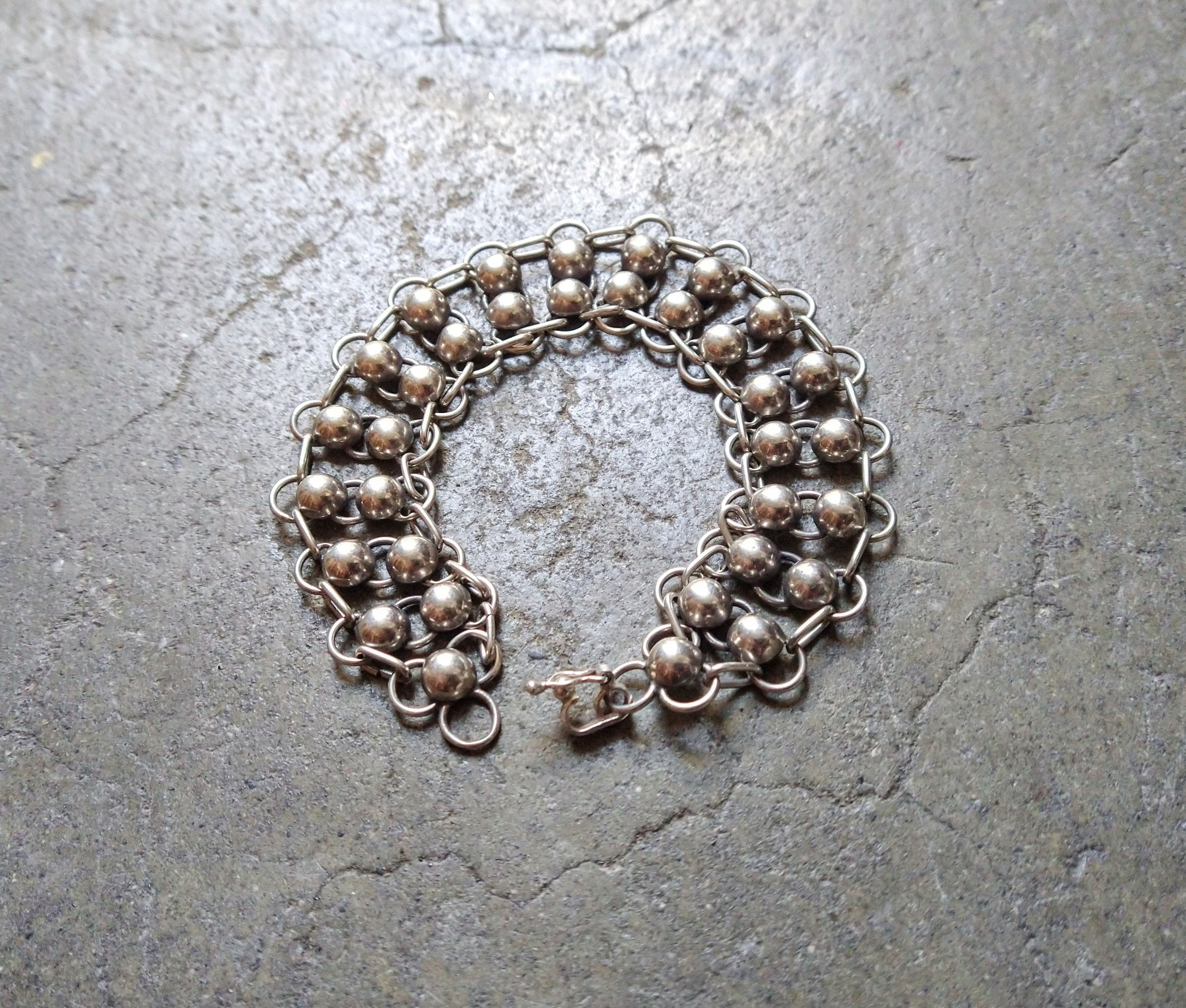 Avant Garde x Jewelry Vintage Sterling Silver Bracelet 8" Round Chain Link .950, Men's