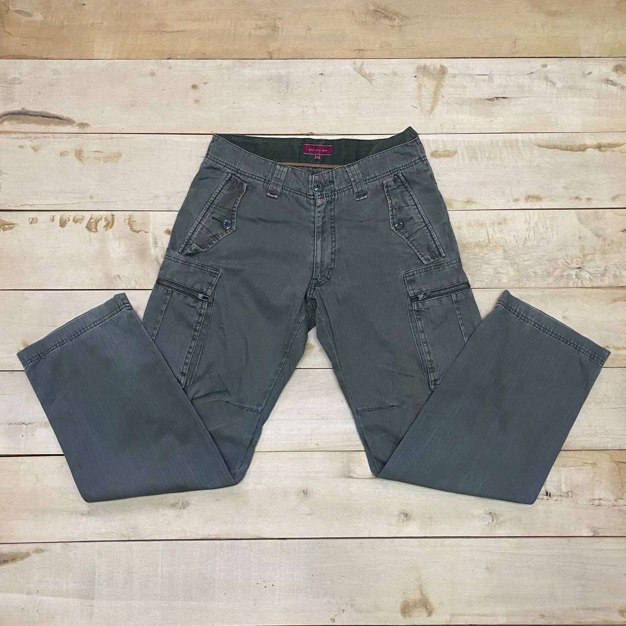 Vintage X383 JAPAN ANTI-LABEL JEAN FADED CARGO PANTS Size US 33 - 1 Thumbnail