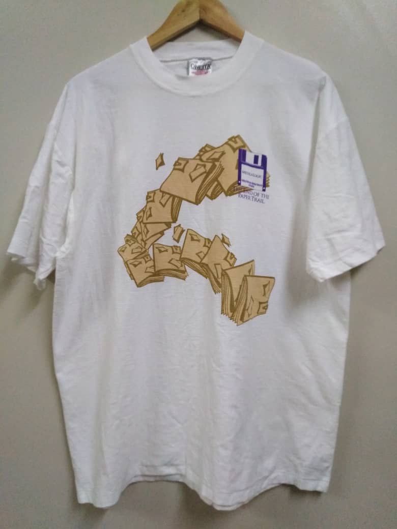 image of Vintage Microsoft Floppy Disk 80's Made In Usa Oneita Tag in White, Men's (Size XL)