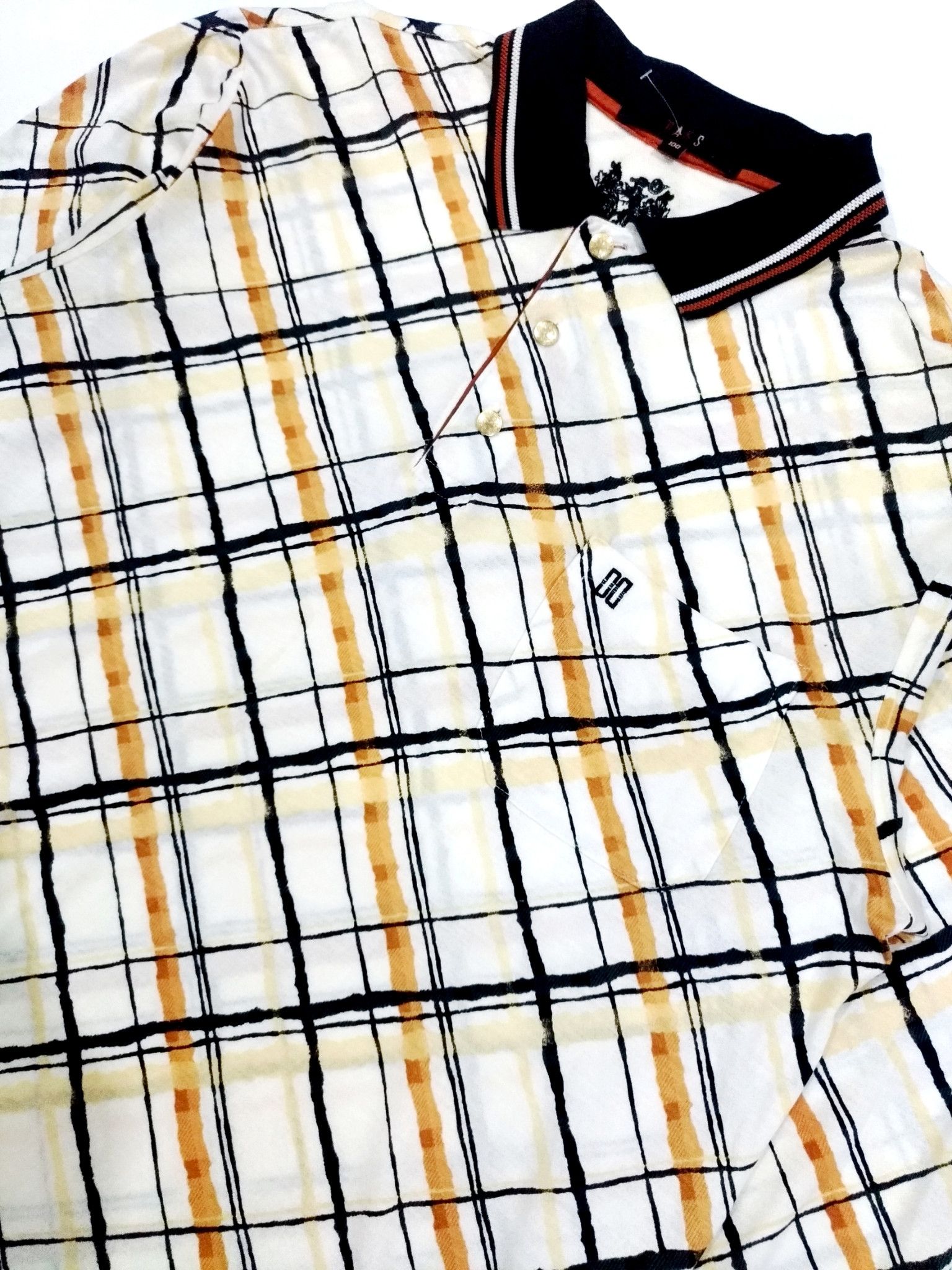 DAKS × Designer RARE! VTG DAKS GOLF DIAMOND NOVACHECK SILKY POLO SHIRT Size US L / EU 52-54 / 3 - 5 Thumbnail