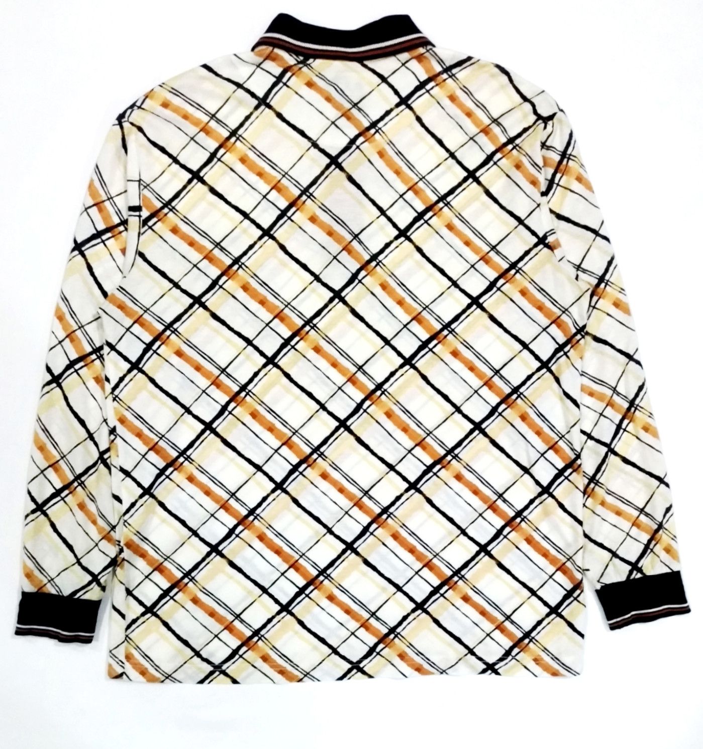 DAKS × Designer RARE! VTG DAKS GOLF DIAMOND NOVACHECK SILKY POLO SHIRT Size US L / EU 52-54 / 3 - 2 Thumbnail