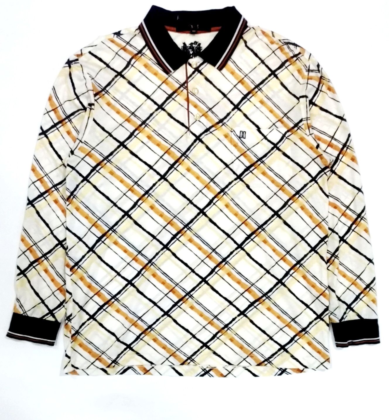 DAKS × Designer RARE! VTG DAKS GOLF DIAMOND NOVACHECK SILKY POLO SHIRT Size US L / EU 52-54 / 3 - 1 Thumbnail