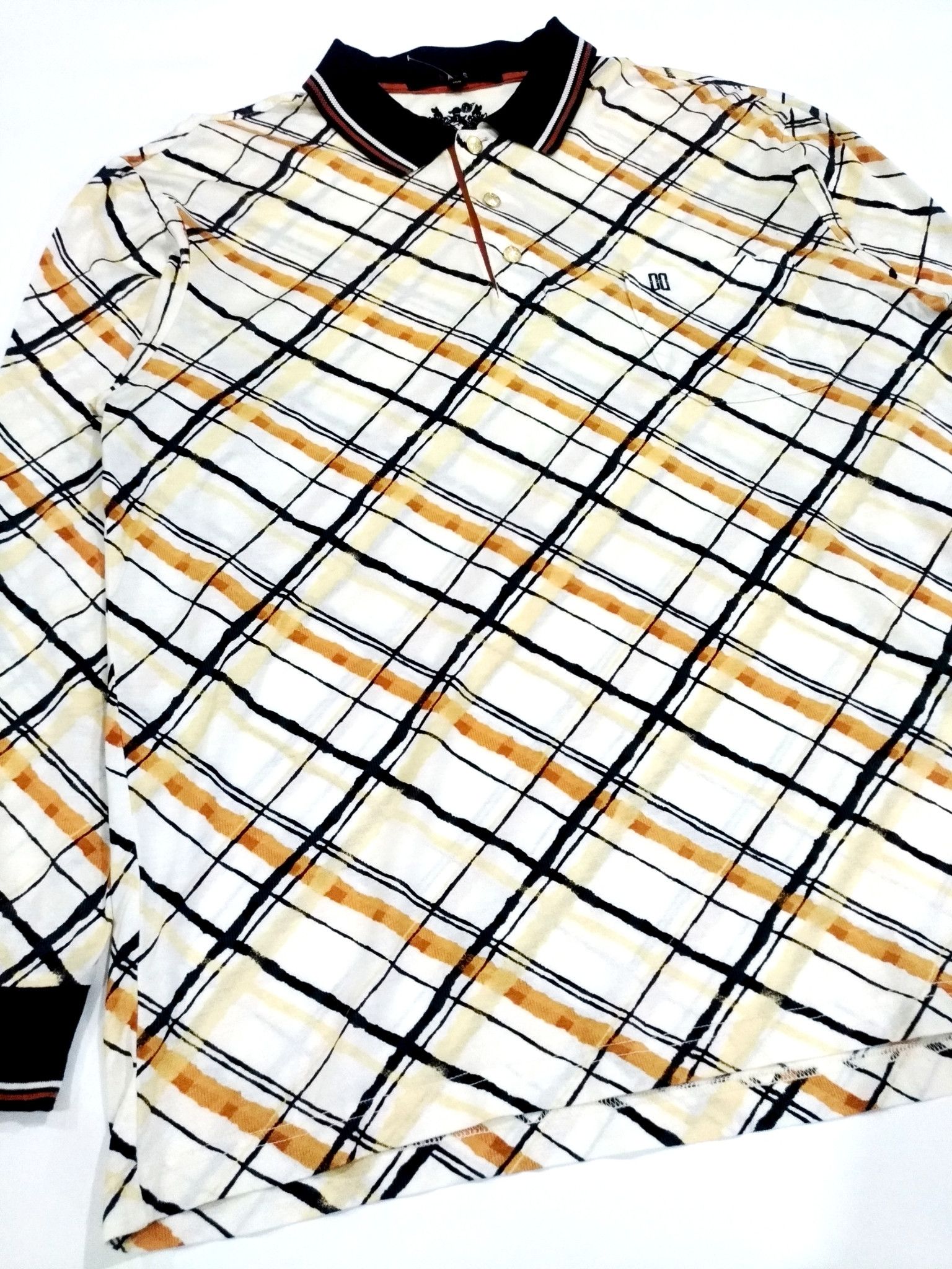 DAKS × Designer RARE! VTG DAKS GOLF DIAMOND NOVACHECK SILKY POLO SHIRT Size US L / EU 52-54 / 3 - 4 Thumbnail