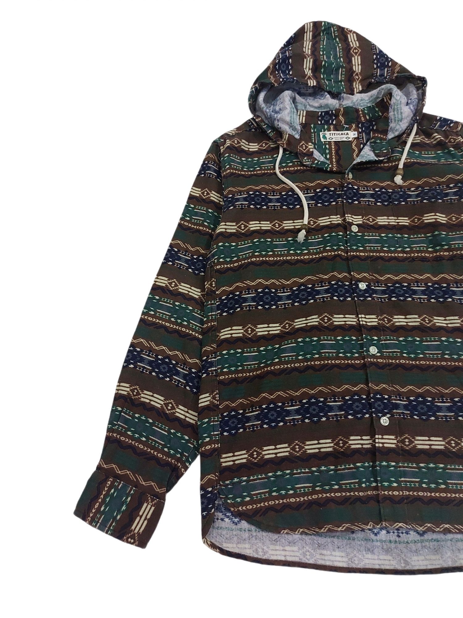 Designer × Japanese Brand RARE! TITICACA JAPANESE BRAND TRIBAL NATIVE HOODIE SHIRT Size US S / EU 44-46 / 1 - 4 Thumbnail