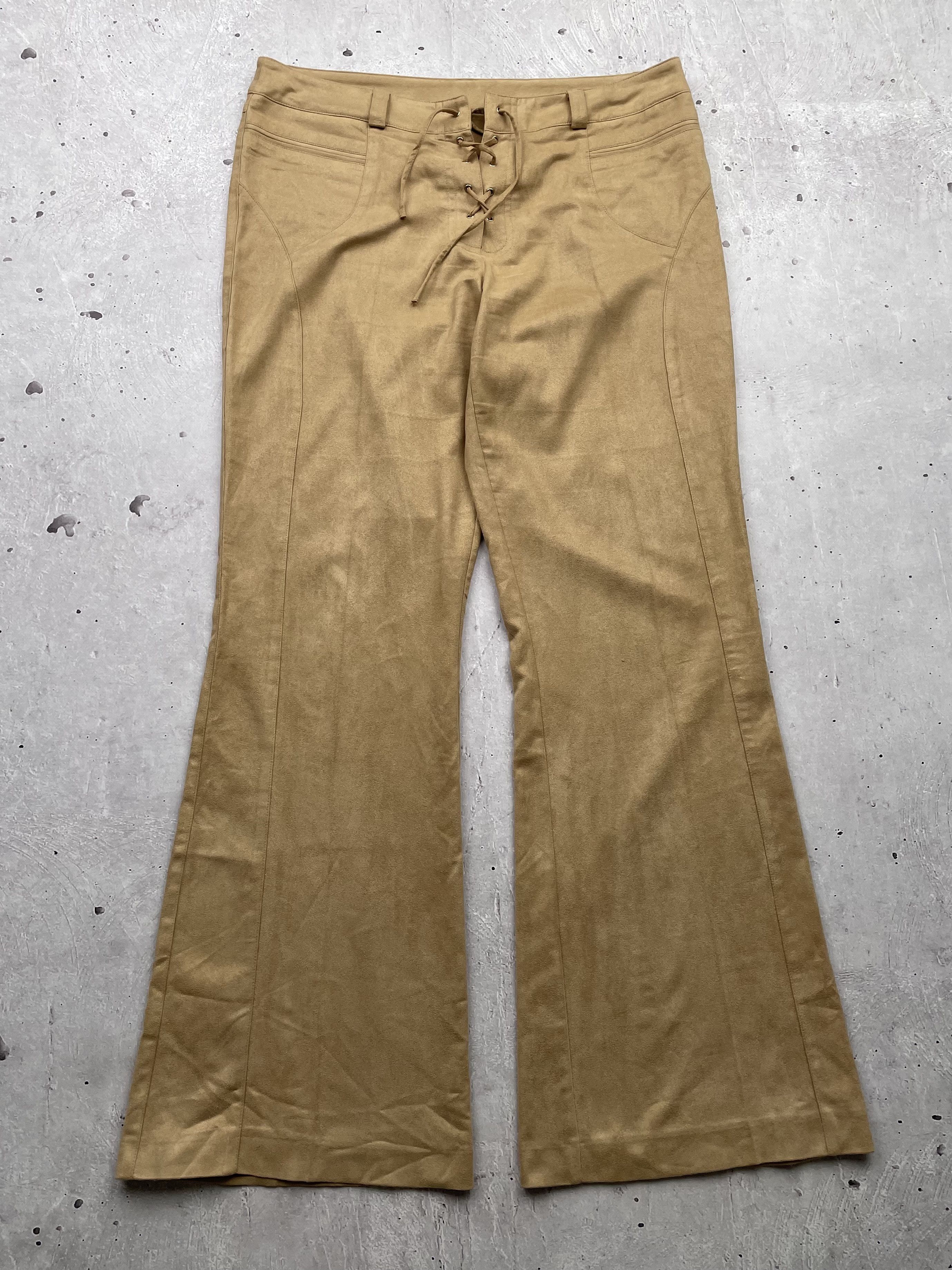 Genuine Leather × Japanese Brand × Vintage Vintage Leather Suede Flared Bondage Pants Size 32" / US 10 / IT 46 - 1 Thumbnail