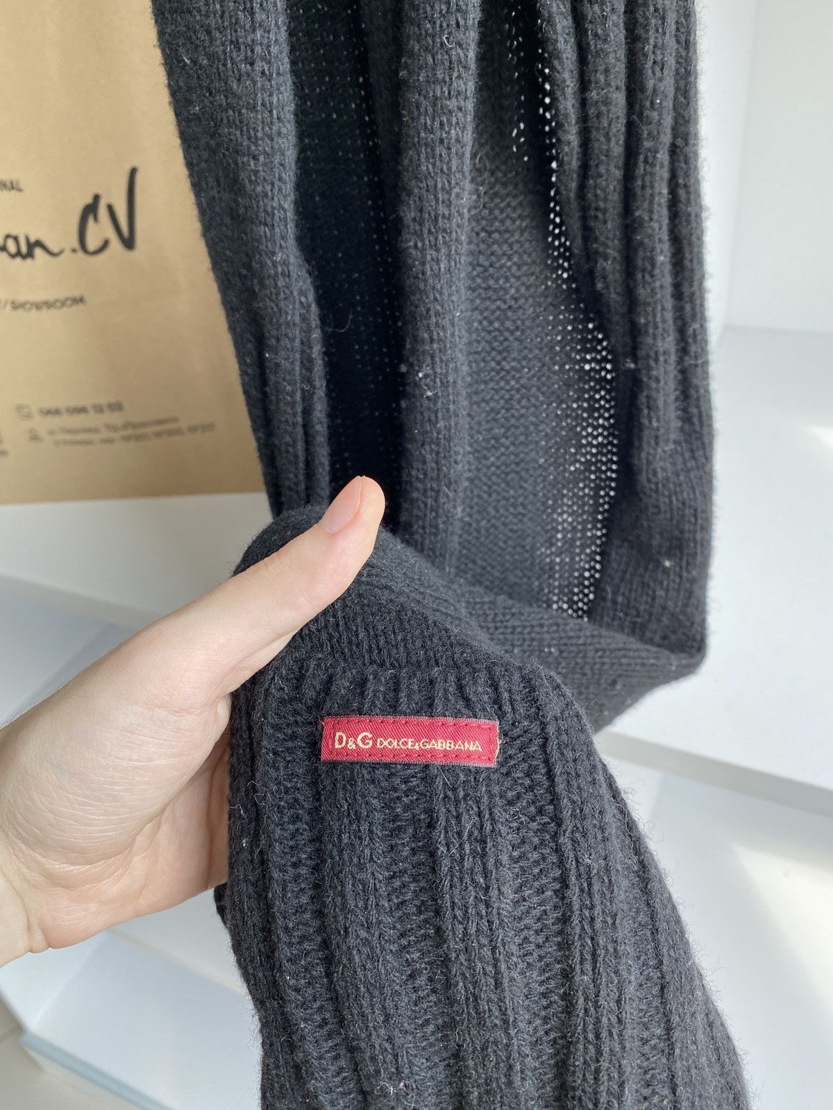 Dolce & Gabbana Dolce & Gabanna Black Cashmere Silk Wool Striped Scarf Size ONE SIZE - 5 Thumbnail