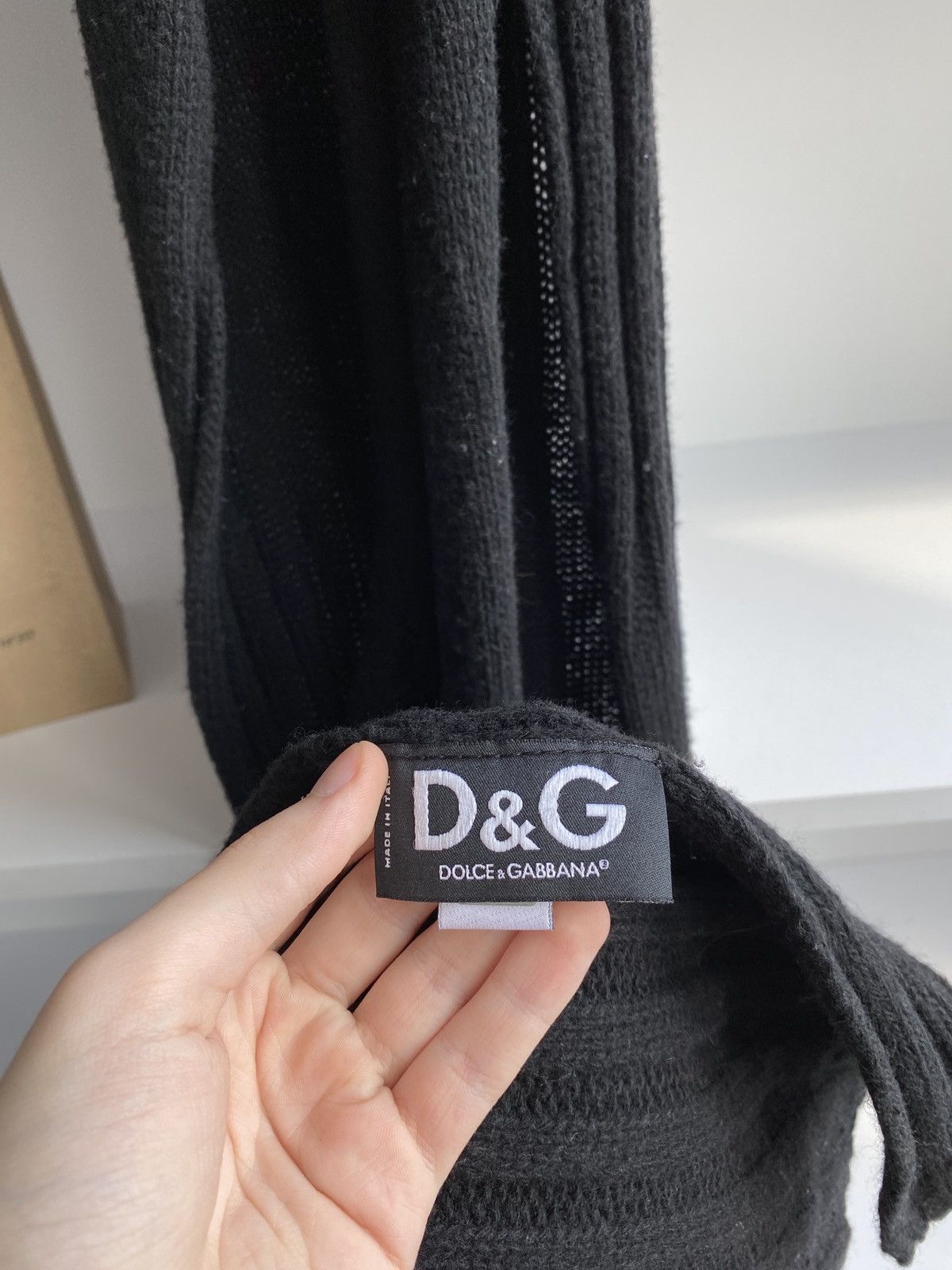 Dolce & Gabbana Dolce & Gabanna Black Cashmere Silk Wool Striped Scarf Size ONE SIZE - 1 Thumbnail