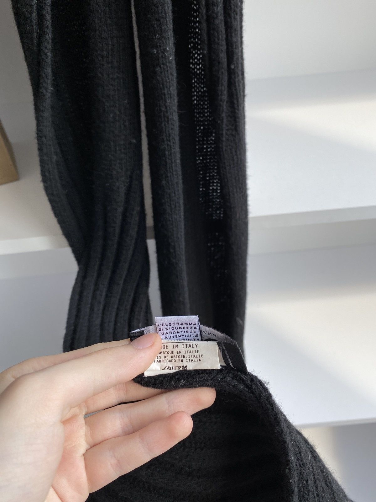 Dolce & Gabbana Dolce & Gabanna Black Cashmere Silk Wool Striped Scarf Size ONE SIZE - 4 Thumbnail