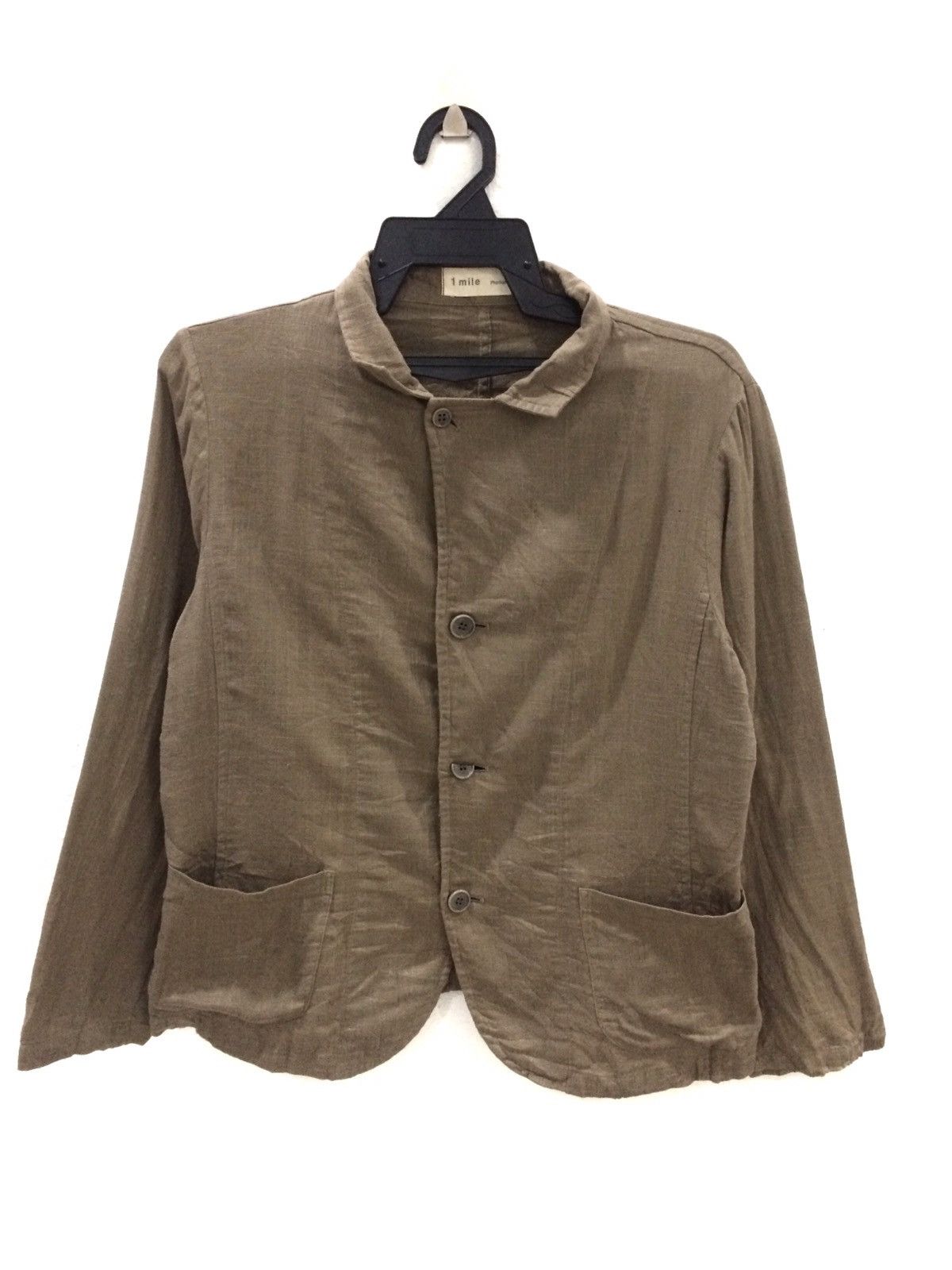 image of 1 Mile Plantation By Issey Miyake Olive Green Shirt Button, Men's (Size Medium)