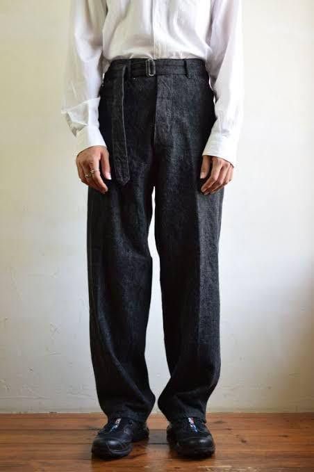 image of 2021Ss Comoli Belted Denim Pants Black/ecru 3, Men's (Size 34)