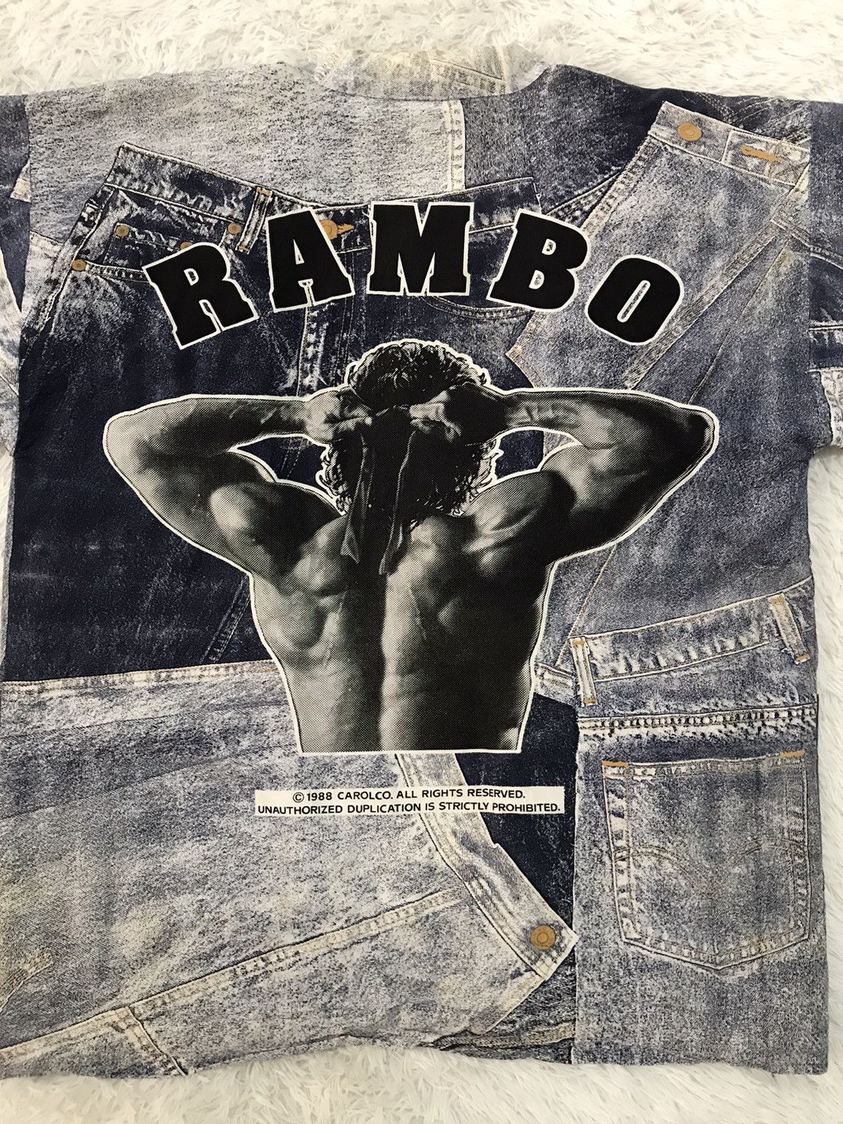 Vintage Vtg Rambo Printed 1988 Carolco Kimono Cardigan Size US L / EU 52-54 / 3 - 13 Thumbnail