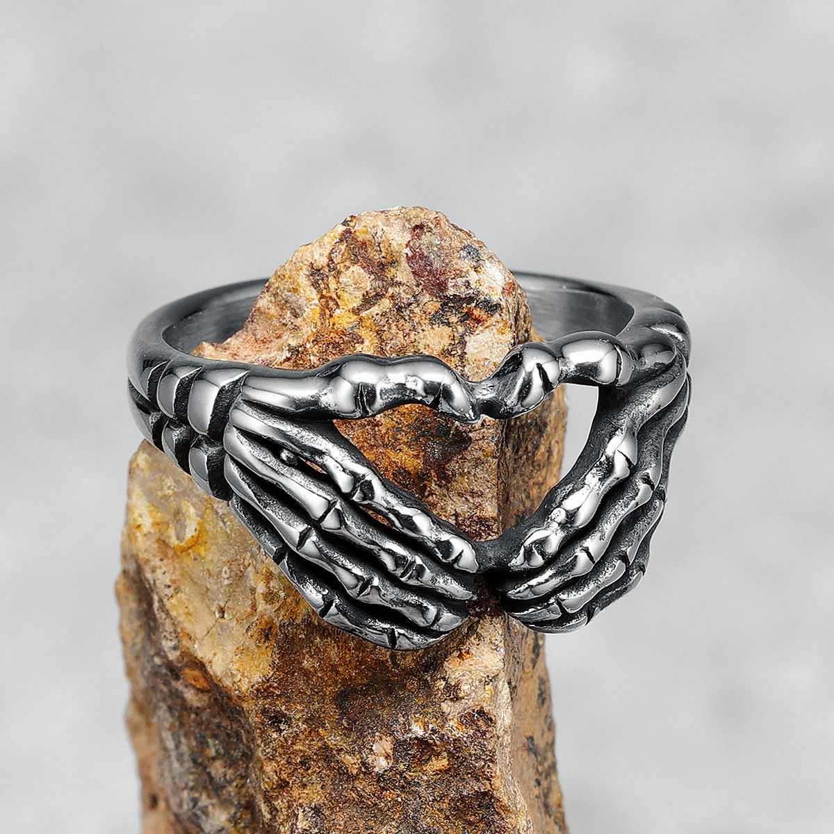 Jewelry 316L Stainless Steel Heart Skeleton Ring Size ONE SIZE - 2 Thumbnail