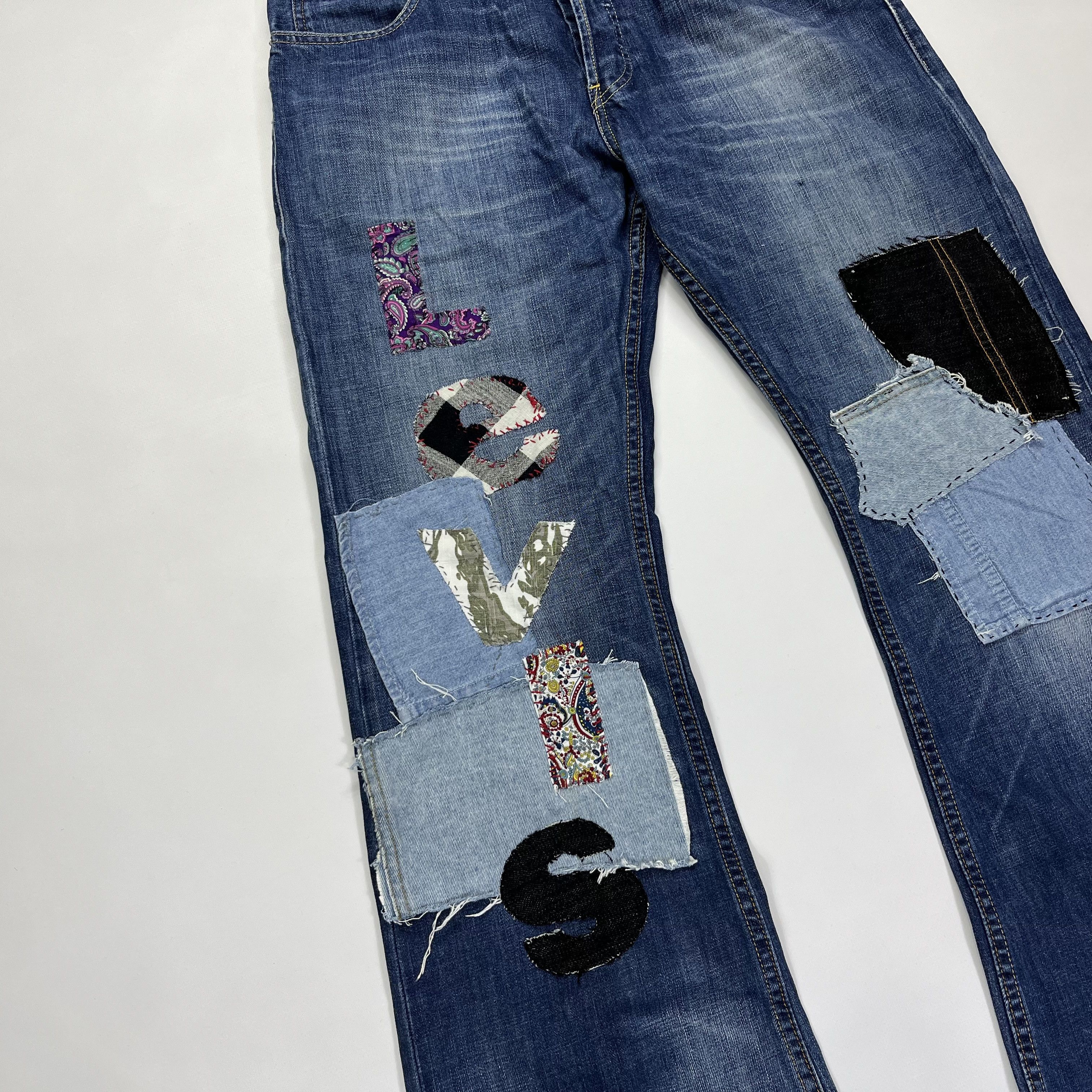 Levi's Levis Vintage Custom Reworked Patchwork Flared Bootcut Jeans Size US 32 / EU 48 - 4 Thumbnail