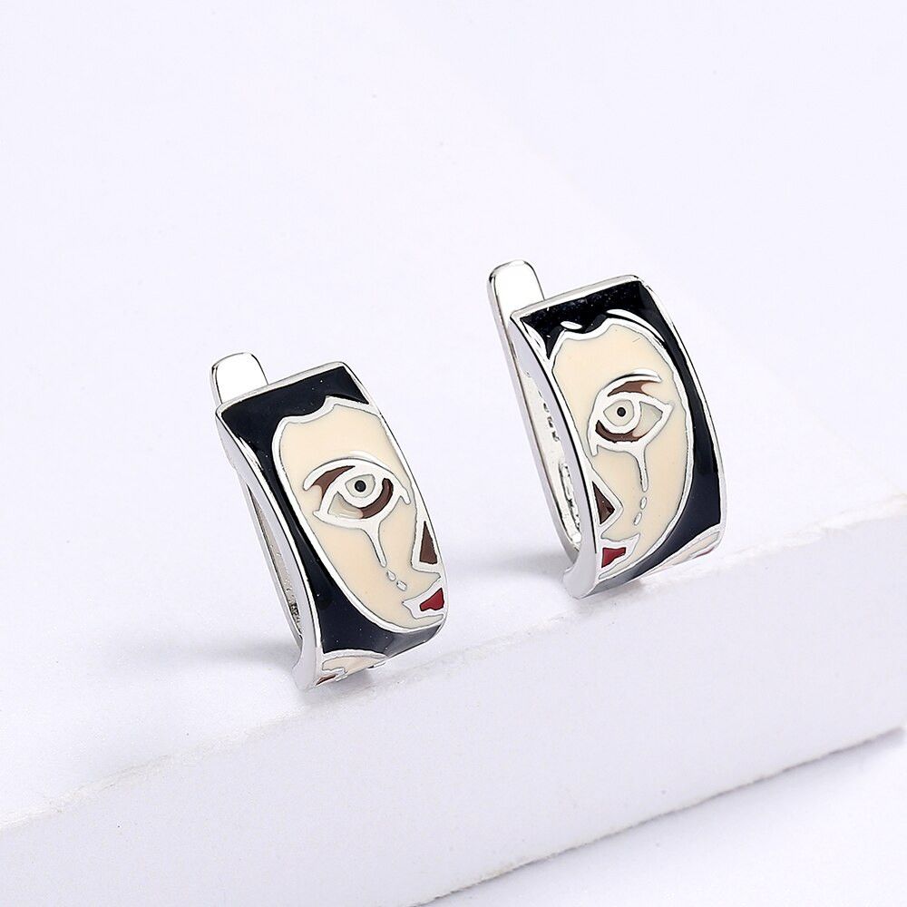 Jewelry Horror Face Enamel Ring Earrings Jewelry Sets Size ONE SIZE - 5 Thumbnail