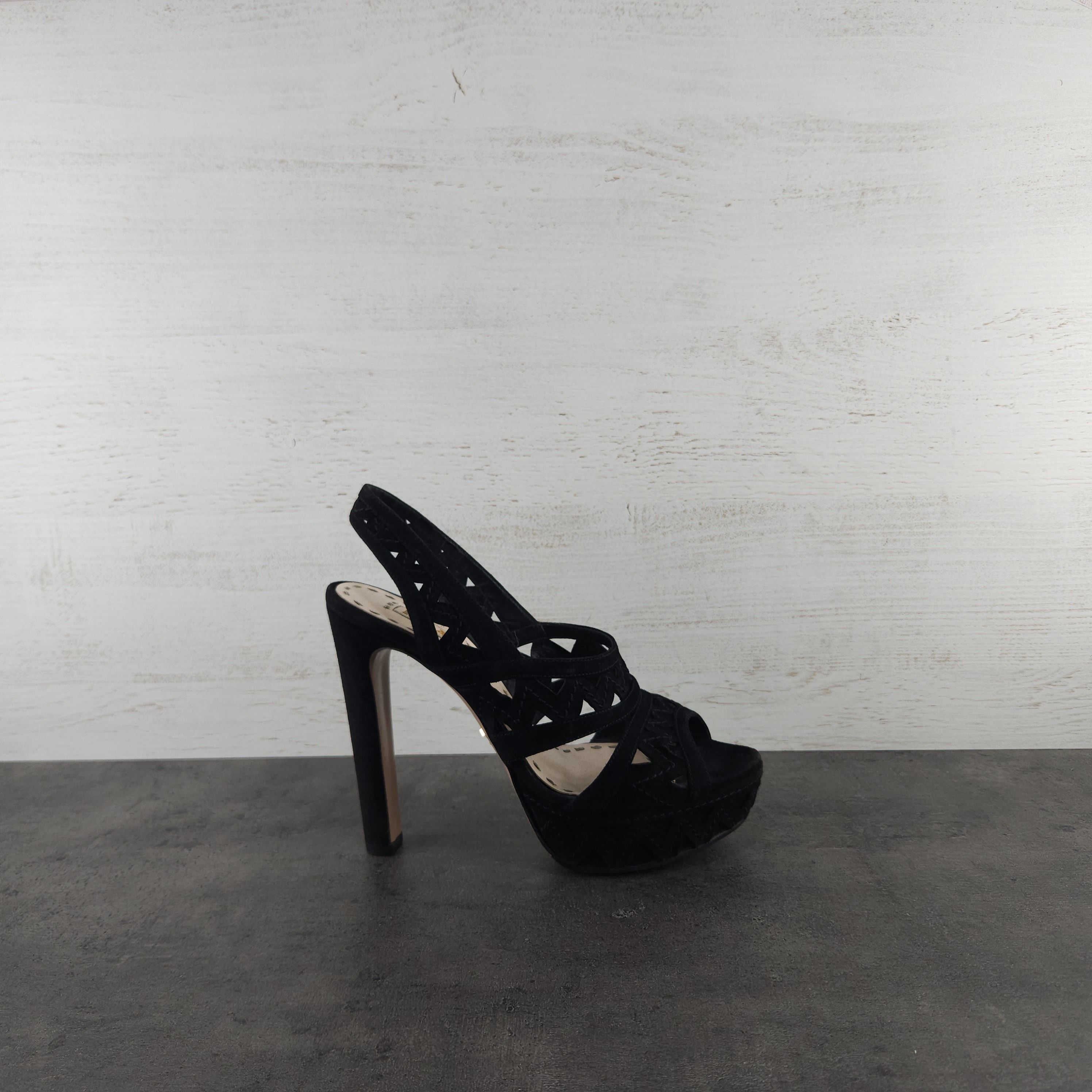 Prada Black suede Heels Sz 38.5 US 8.5 wmnsv