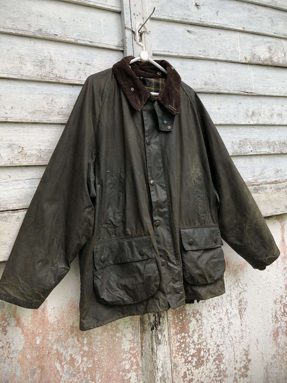 Barbour Distressed Barbour Bedale Olive Waxed Coat Size C46/117cm Size US L / EU 52-54 / 3 - 3 Thumbnail