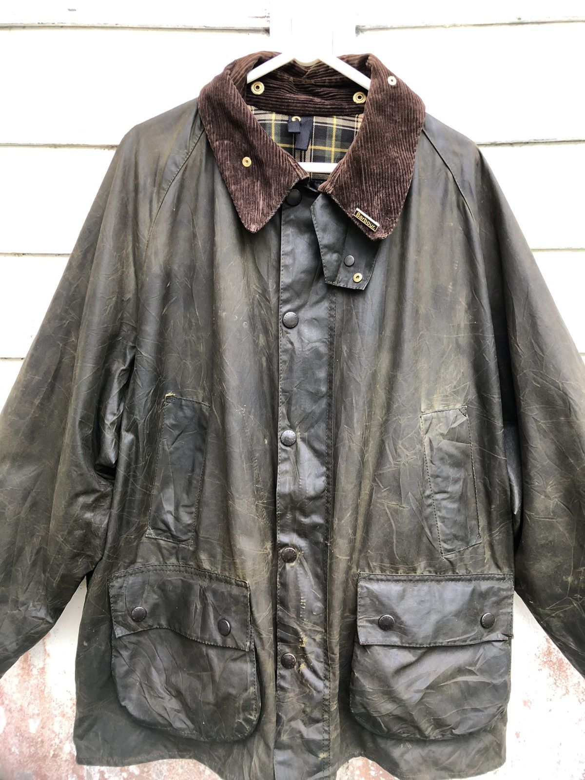 Barbour Distressed Barbour Bedale Olive Waxed Coat Size C46/117cm Size US L / EU 52-54 / 3 - 1 Thumbnail
