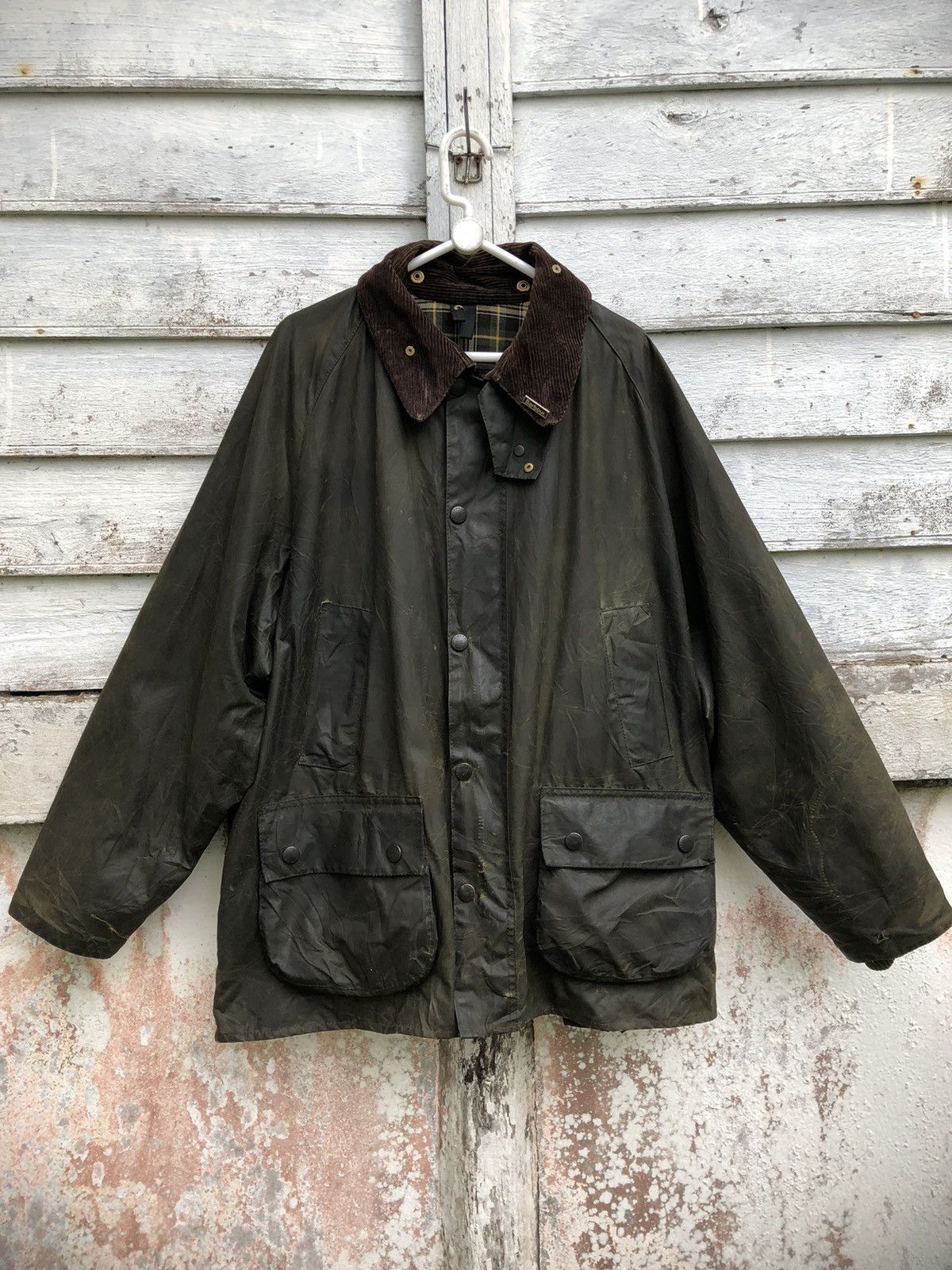 Barbour Distressed Barbour Bedale Olive Waxed Coat Size C46/117cm Size US L / EU 52-54 / 3 - 2 Thumbnail