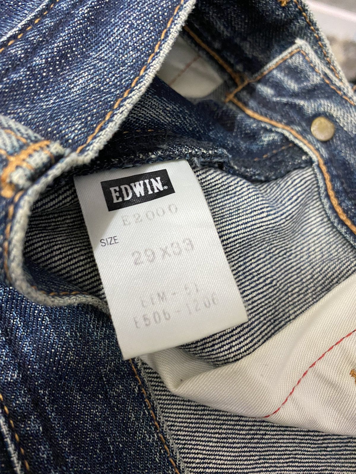 Edwin × Vintage Vintage Edwin E Function Curved Leg Distressed Denim Size US 29 - 17 Thumbnail