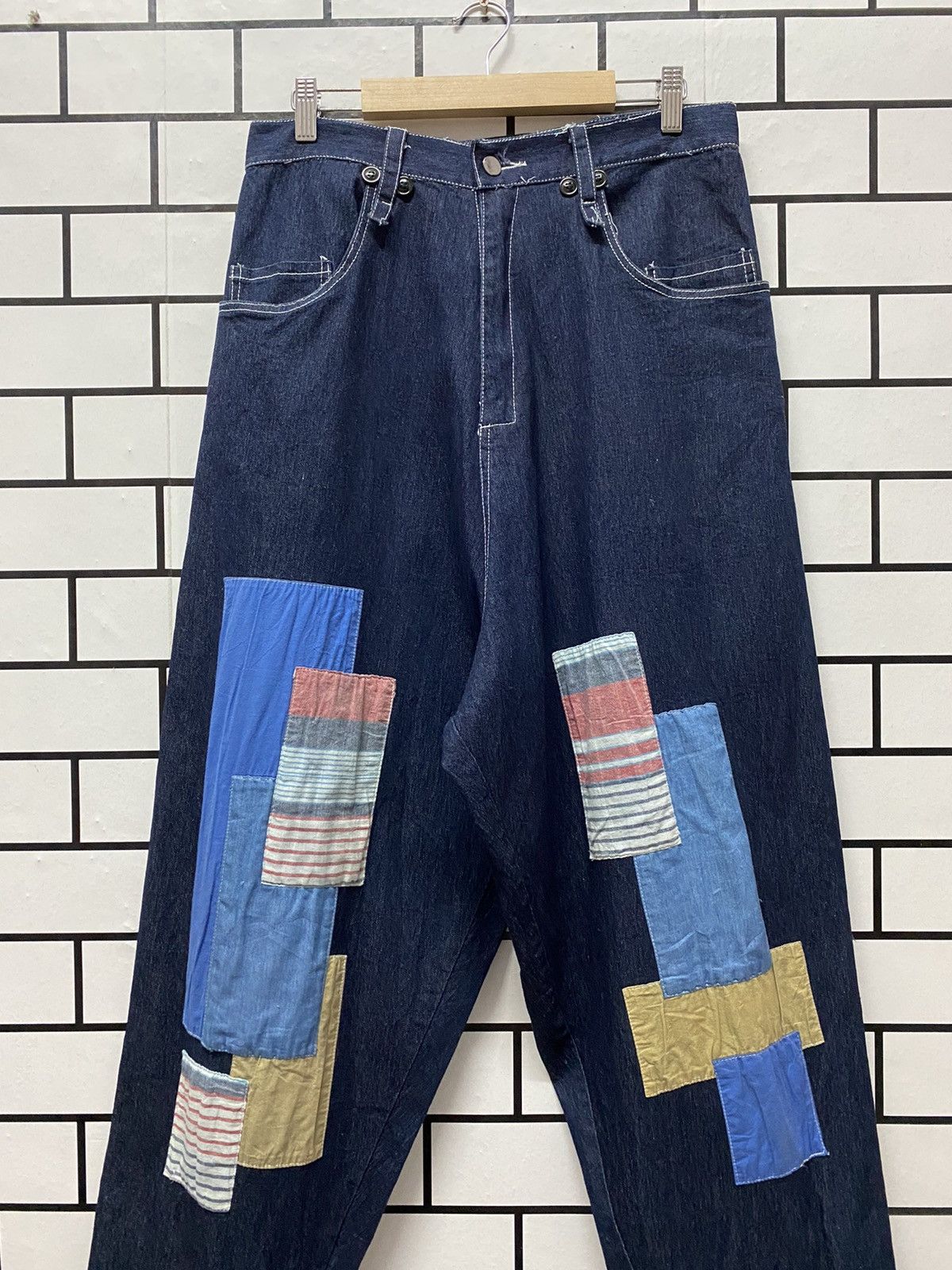 Designer × Japanese Brand Kmk Japan Patchwork Super Baggy Harem Denim pants Size US 30 / EU 46 - 4 Thumbnail