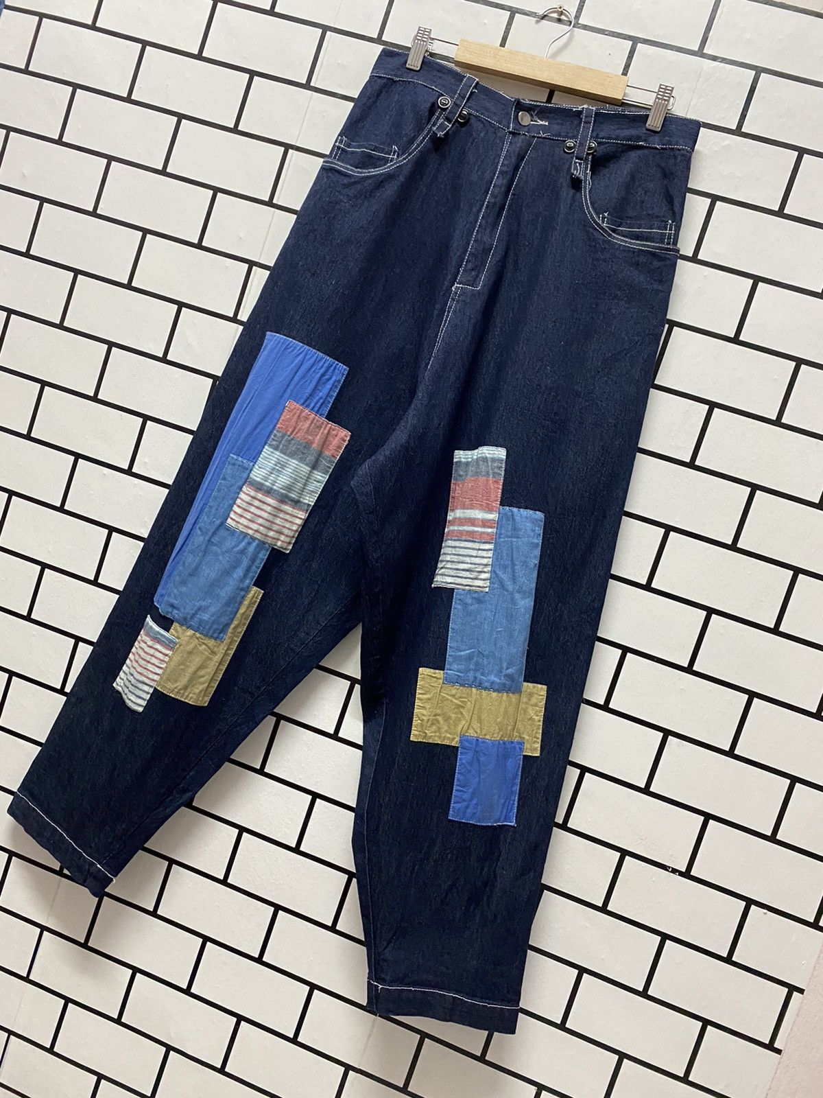Designer × Japanese Brand Kmk Japan Patchwork Super Baggy Harem Denim pants Size US 30 / EU 46 - 3 Thumbnail