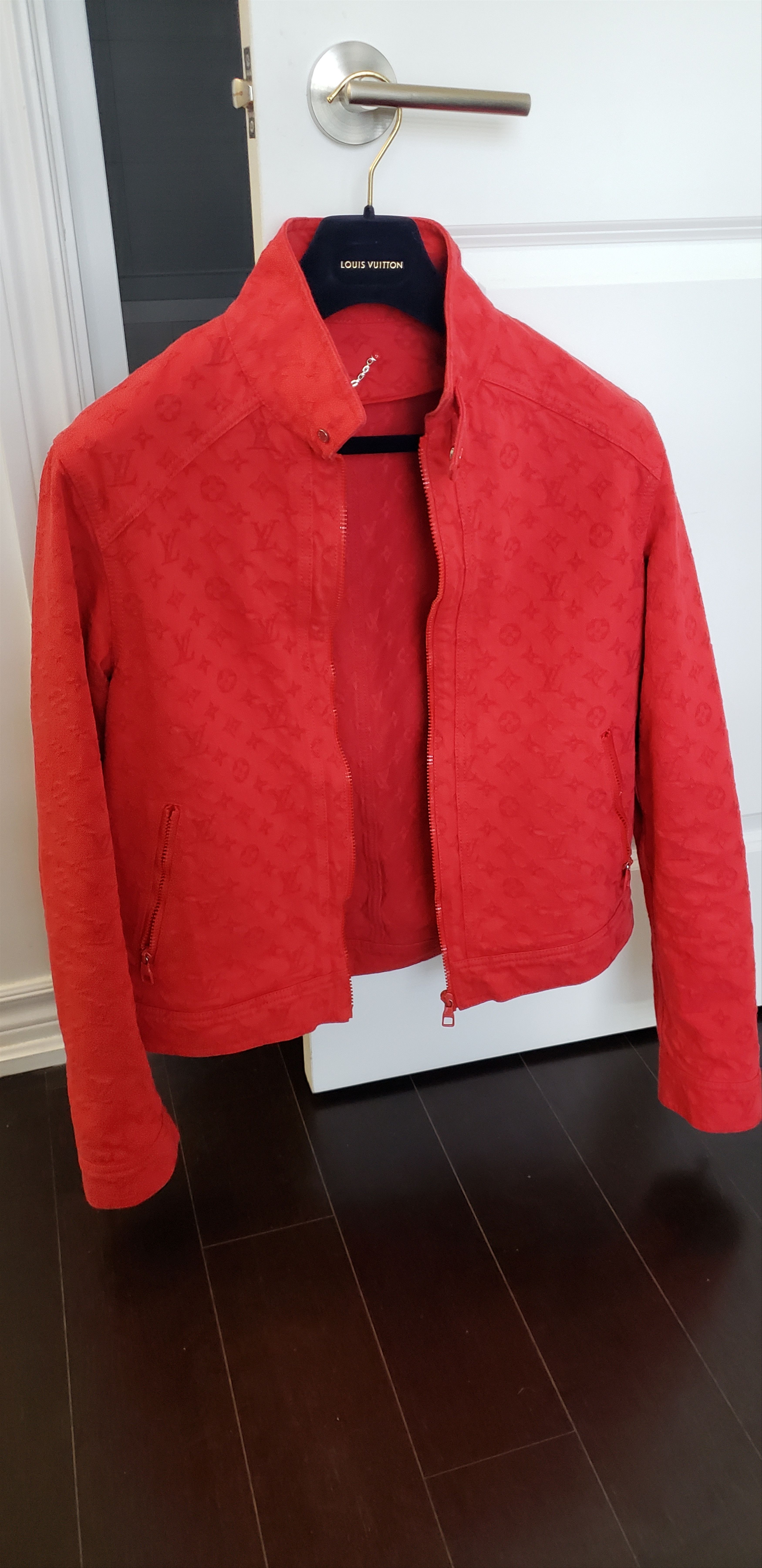 Louis Vuitton Lvse Flower Quilted Hoodie Jacket Rio Red
