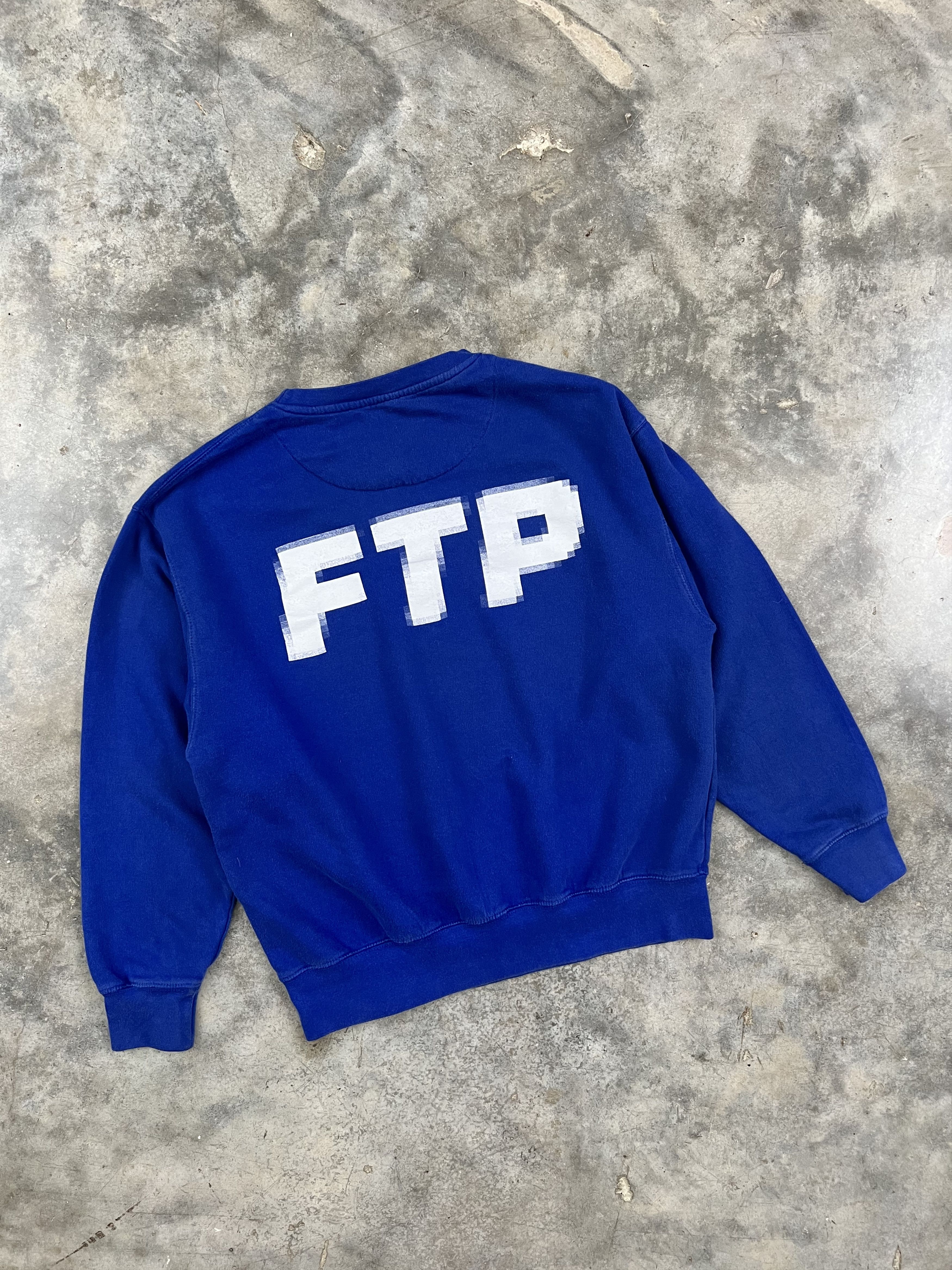 image of Fuck The Population Pixel / Blur Sweatshirt Blue Ftp, Men's (Size Large)