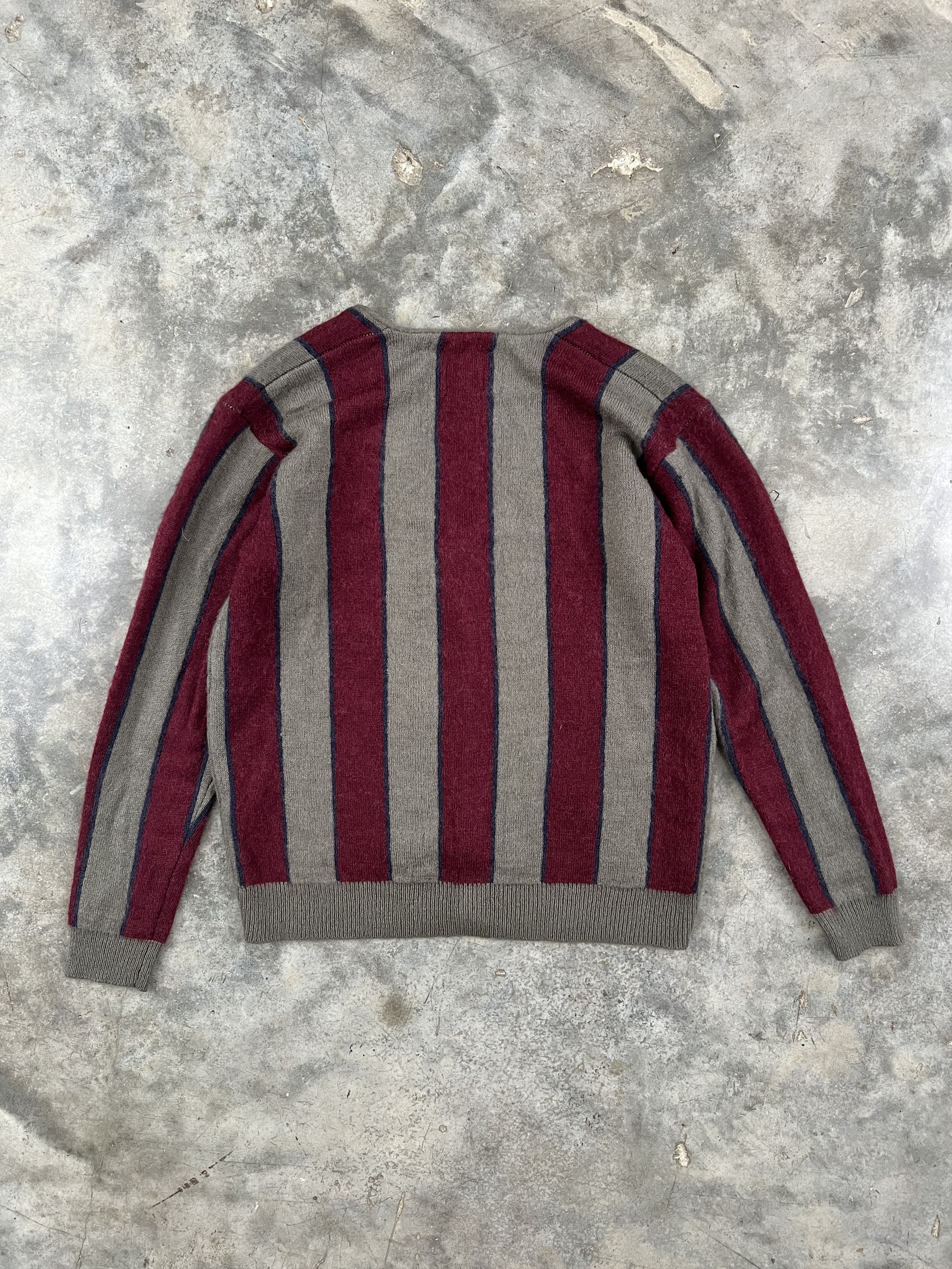 Stussy Stussy Verticle Stripe Burgundy + Grey Cardigan Large Size US L / EU 52-54 / 3 - 3 Thumbnail