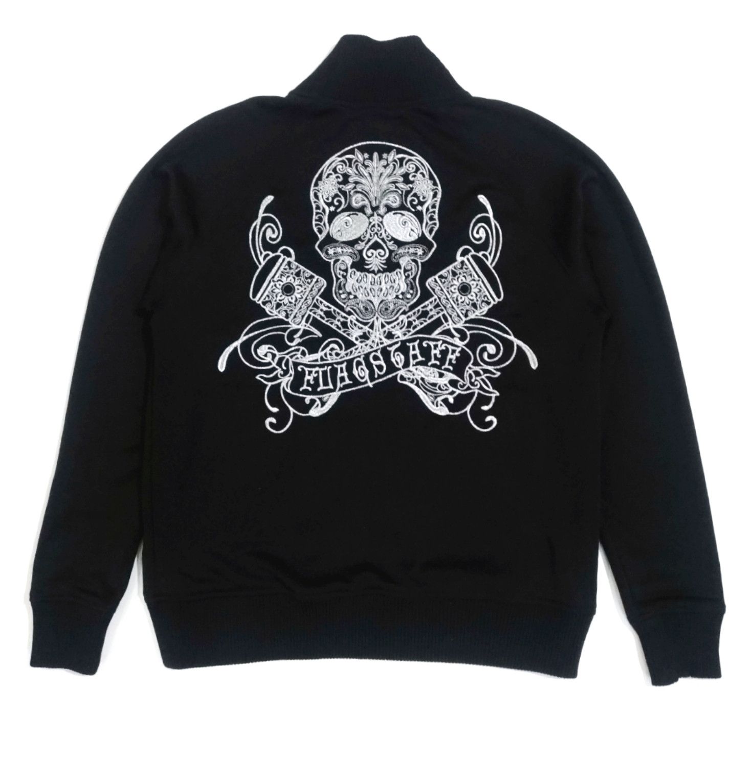 image of Sukajan Souvenir Jacket x Union Made Flagstaff Union Made Embroidered Skull Rockabilly in Black (Si