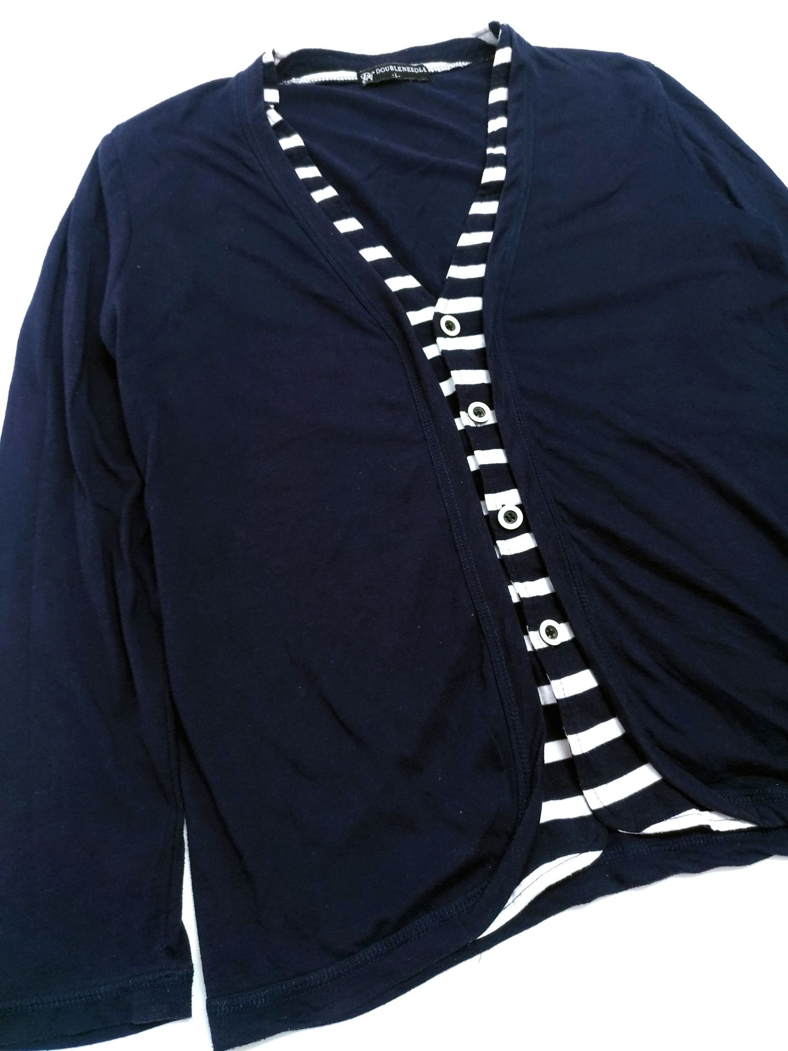 Double Needle × Japanese Brand RARE! DOUBLE NEEDLE SAILOR STRIPES STYLE CARDIGAN Size US M / EU 48-50 / 2 - 3 Thumbnail