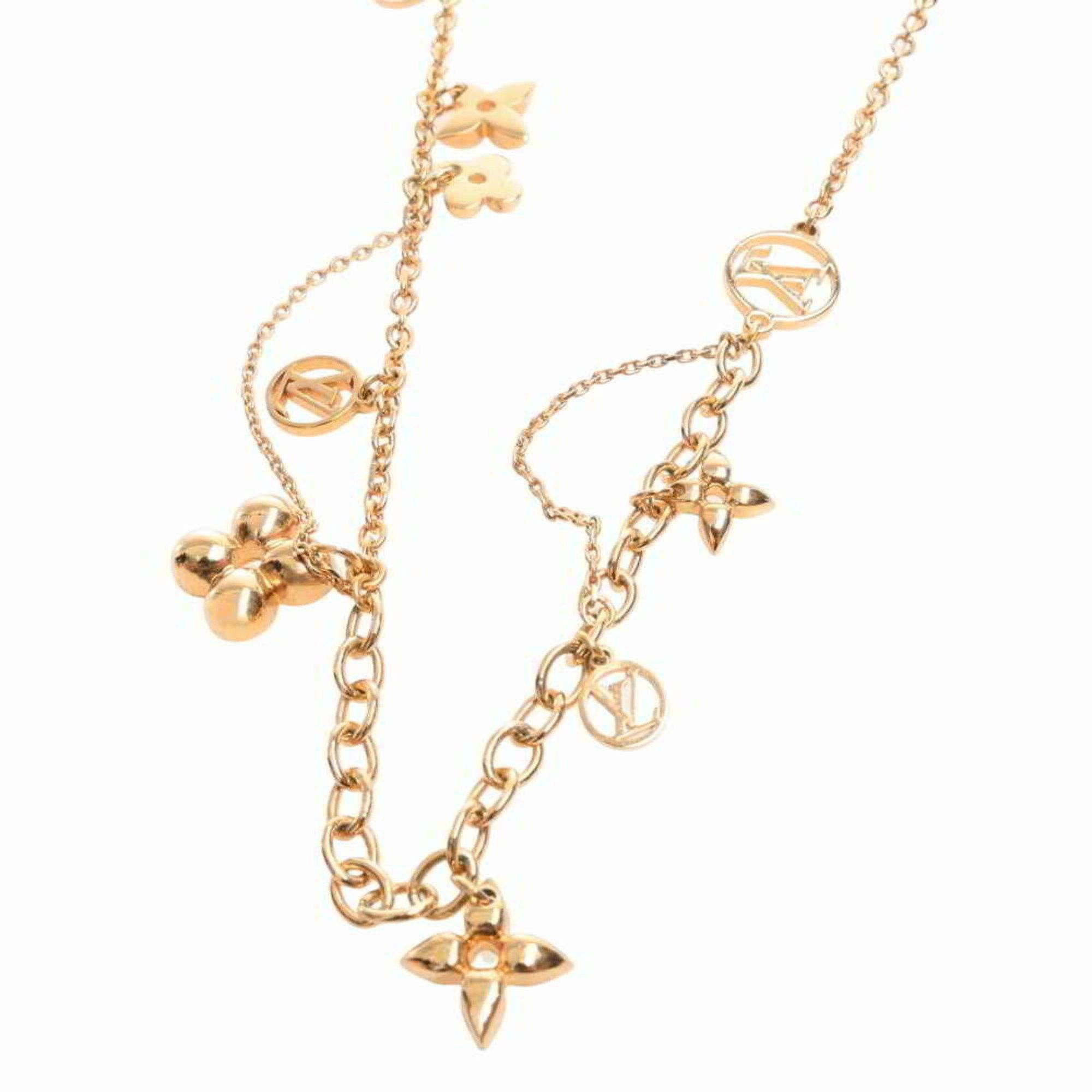 Louis Vuitton Collier Blooming Flower LV Circle Necklace Gold M64855 F/S
