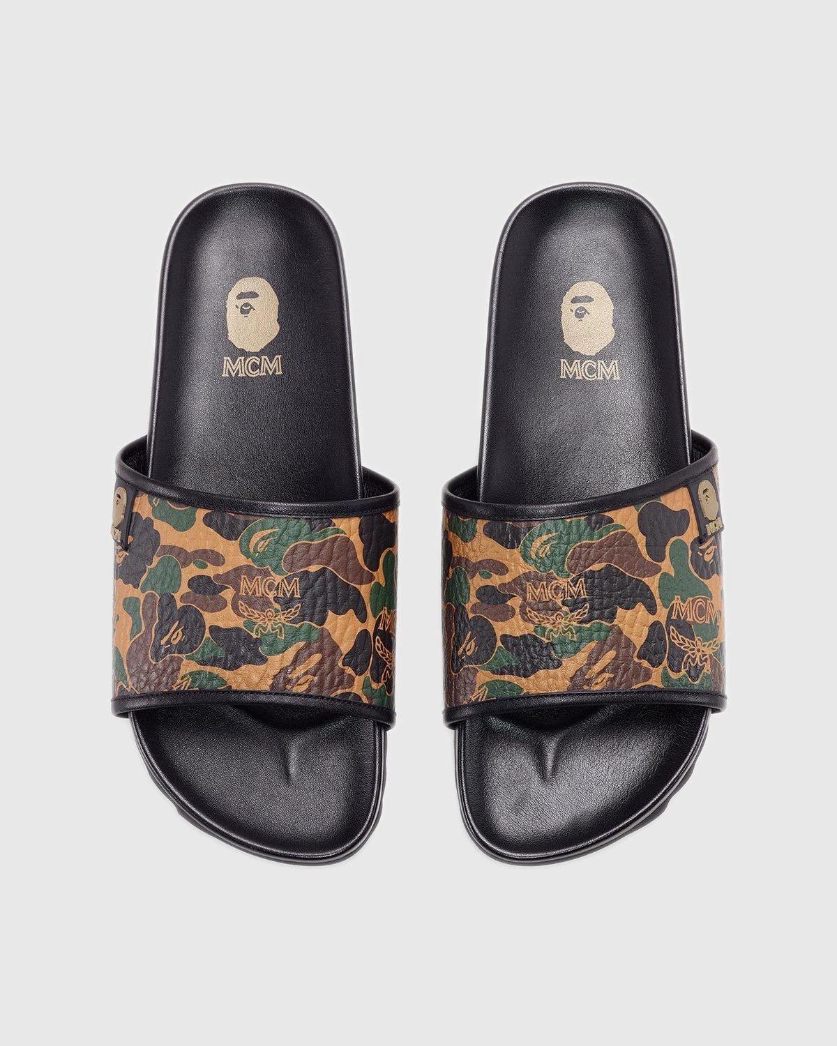 image of Bape MCM Camo Slide Sandal Kamo Khaki 9.5Us-10Us, Men's