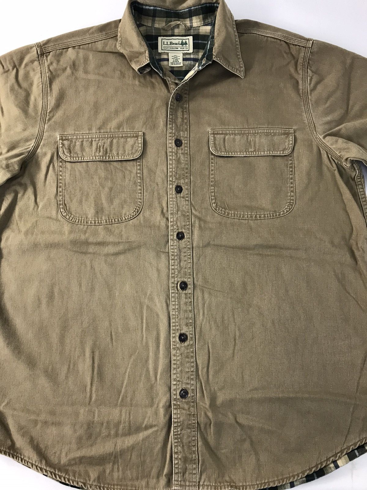 L.L. Bean × Vintage L.L Bean Flannel Shirt Zipper Plaid Checked Workwear R060j Size US XL / EU 56 / 4 - 3 Thumbnail