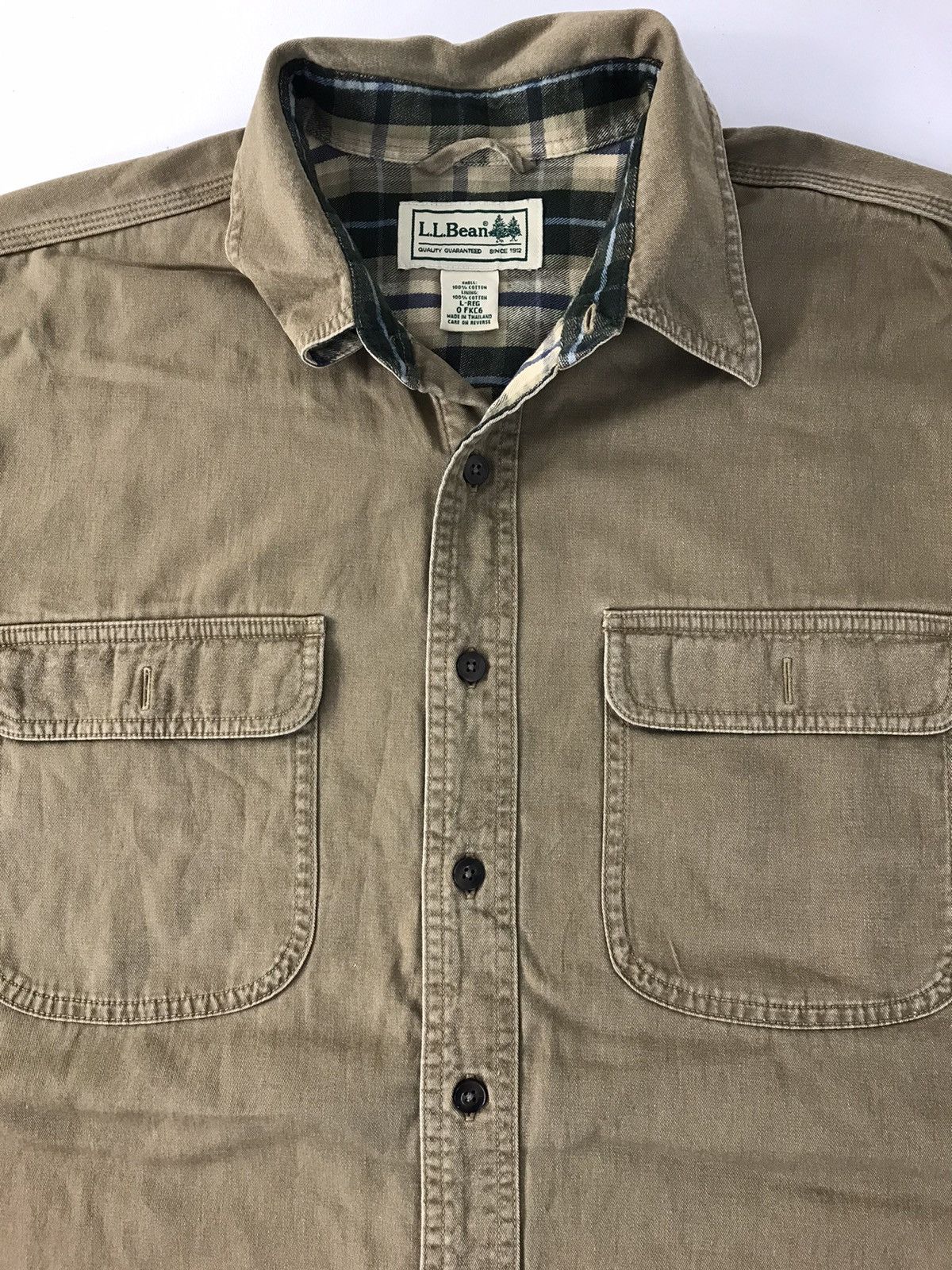 L.L. Bean × Vintage L.L Bean Flannel Shirt Zipper Plaid Checked Workwear R060j Size US XL / EU 56 / 4 - 4 Thumbnail